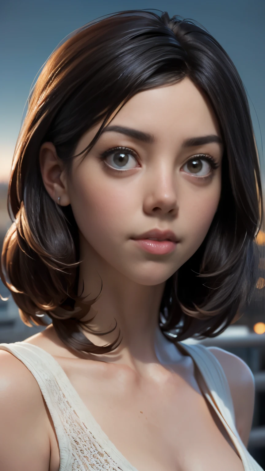 photo of Aubrey Plaza, RAW, beautiful woman, ((portrait)), ((detailed face:1.2)), ((detailed facial feature, detailed skin, clear skin), (perfect proportioned body), (NSFW:1.5) (high detailed city environment, apartment balcony), (realistic photo, best quality, detailed), (8k wallpaper), (cinematic lighting, dramatic lighting) (sharp focus, intricate)