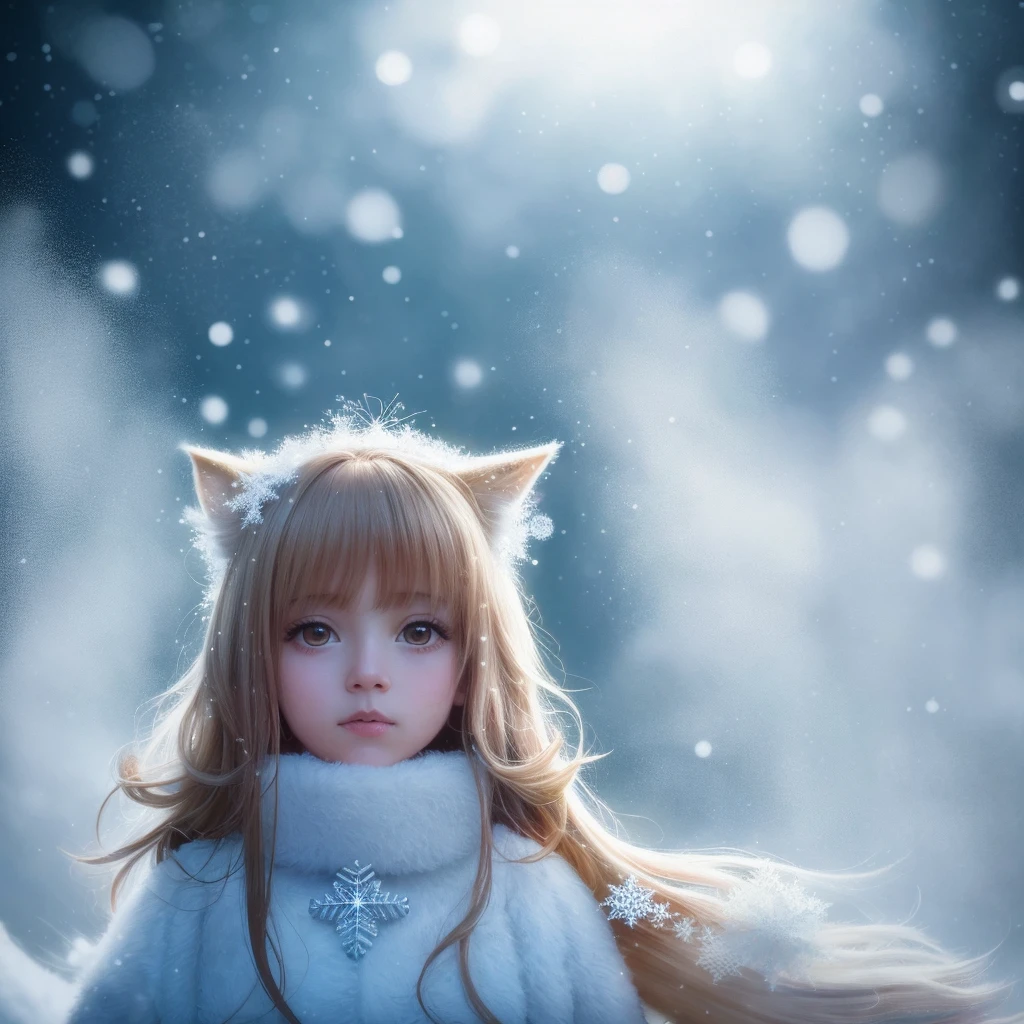 (RAW photo:1.2), (realistic:1.4), (highest quality:1.4), (Super high resolution:1.2), (very detailed:1.3), (nffsw:1.2), (cinematic lighting:1.3), (eye), (Yuki:1.2). ), Cute Little Fox, Are standing, (3/4 portrait: 1.2), (hairy tail: 1.2), (soft fur: 1.2), (Moe: 1.2), (look at the audience), (innocent look), (soft light), (dreamy), (dream: 1.3), (ethereal: 1.3), (magic: 1.2), (snowflake: 1.2), (winter wonderland: 1.3), (Whimsical: 1.2), (fun: 1.2), bust, alone