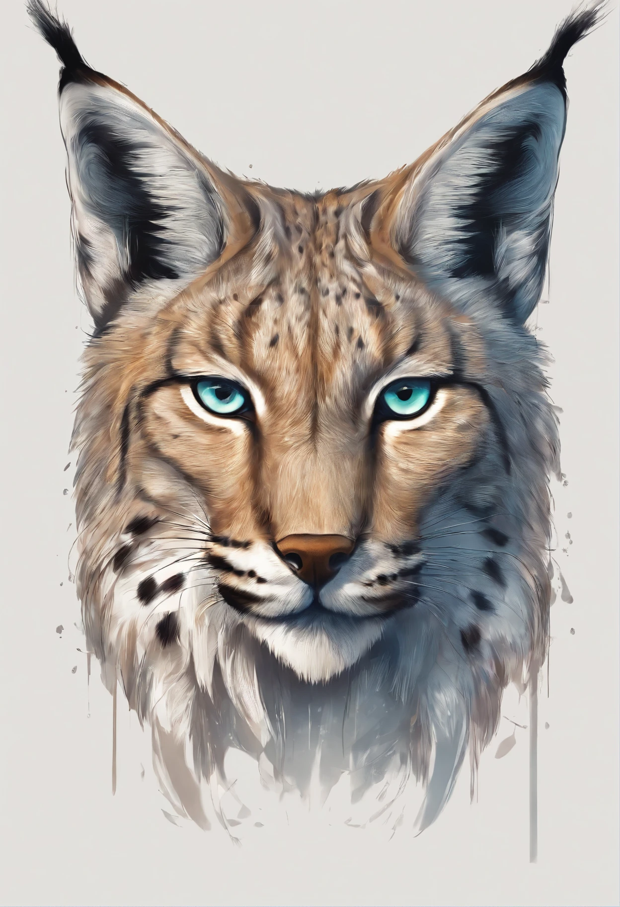 A colour portrait of a lynx. head shot. black background. digital art. fine quality.