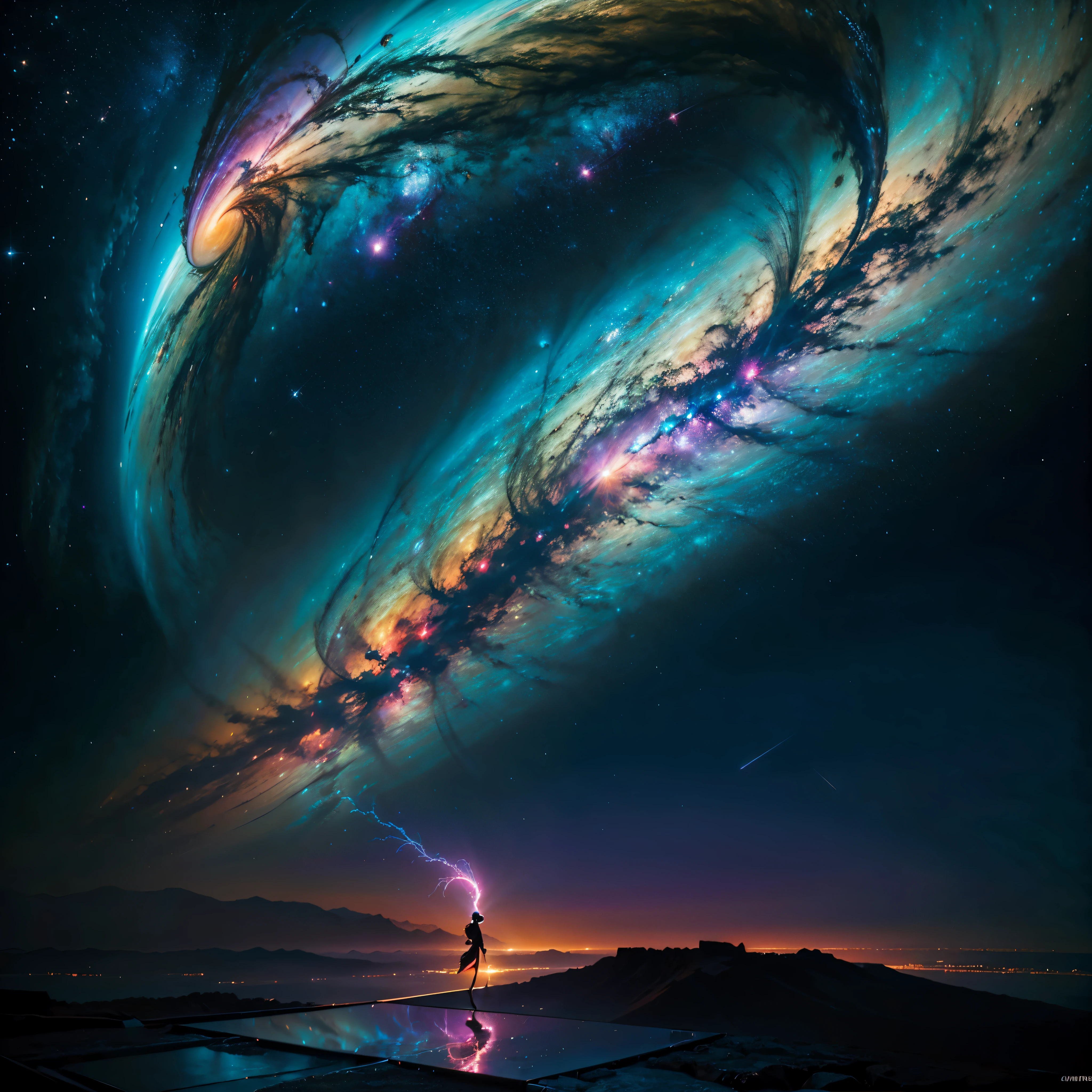 Hyper Vibrant Nebulae Octans by_Mappa Spacious Starry_sky Borealis ((🎈Sunset epic sunshine parabolic sunrise Rain_Color Colorful_liquid_on_naked_body:1.3 Colorful_body Colorful_ink_on_hair:1.2 Rainbow Abundant_colorful_liquids White_liquid fullbodye wet_Color_liquid)) In the vast expanse of the cosmos, a breathtaking image unfolds before your eyes. In the heart of a starry galaxy, vibrant nebula dance and swirl, their ethereal colors blending and intertwining. The scene is a symphony of cosmic beauty, with tendrils of interstellar dust and gas reaching out into the void. The stars shine with an otherworldly brilliance, illuminating the cosmic tapestry that stretches across the vastness of space. It is a visual feast for the senses, an awe-inspiring glimpse into the wonders of the universe. BREAK,Detailed,Realistic, highly detailed digital art,octane render, bioluminescent, BREAK,by Mappa studios,masterpiece,best quality,official art,illustration,ligne claire,(cool_color),perfect composition,absurdres, fantasy,focused,rule of thirds masterpiece meticulously intricate 🎠deep path equirectangular🎡 ultra_high-details extreme improved ultra_high-quality ultra_high-res ultra_photo-realistic optimal ultra_sharpness perfection accurate volumetric SunLight Lightning_contrast global_illumination cgi vfx sfx reflex Octane_rendered ultra_high-def UHD XT3 DSLR HDR romm rgb pbr 3dcg fxaa blu-ray vivid colors-coded anti-aliasing fkaa txaa rtx ssao opengl-shaders glsl-shaders post-processing post-production cell-shading tone-mapping ❤luminescence 😘glow 👩Heart hearth Crystalline butterfly earth invoke monarch magic fleuraison monster monstrous creature sundrop slide onyx summon transparent ruby Earth hearth bloom flash Tourmaline opal strange glow hole reflection varies multi etc. --s 1000 --c 20 --q 20 --chaos 100