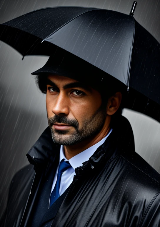 (speed)+ Portrait of detective in the rain, after get off work, dark的, rain, dark, wallpaper, ultra high definition, professional