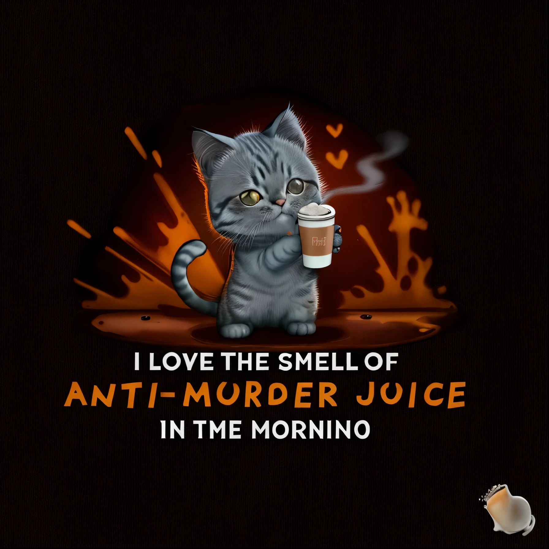 cat with coffee in hand 