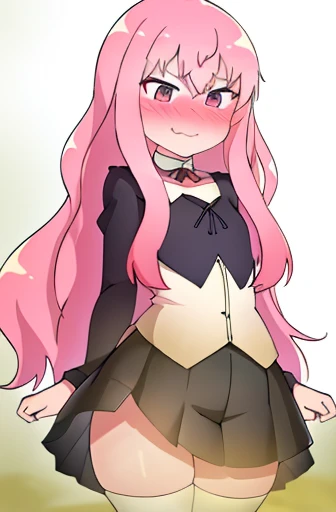 1girl, embarrassed, (forced smile:1.1), (blush:1.3), (nose blush:1.3), (full-face blush:1.3), v, sexy maid, stockings, (looking to the side :1.7), see-through clothes, navel, short skirt, see-through camisole, flat chest, petite, masterpiece, high quality, highres, absurdres, detailed face features, cinematic lights, indoors、女は悪臭を放つ、オナラをする、恥じらい、赤面、顔力上がる、全身写真、お尻からガスが出る