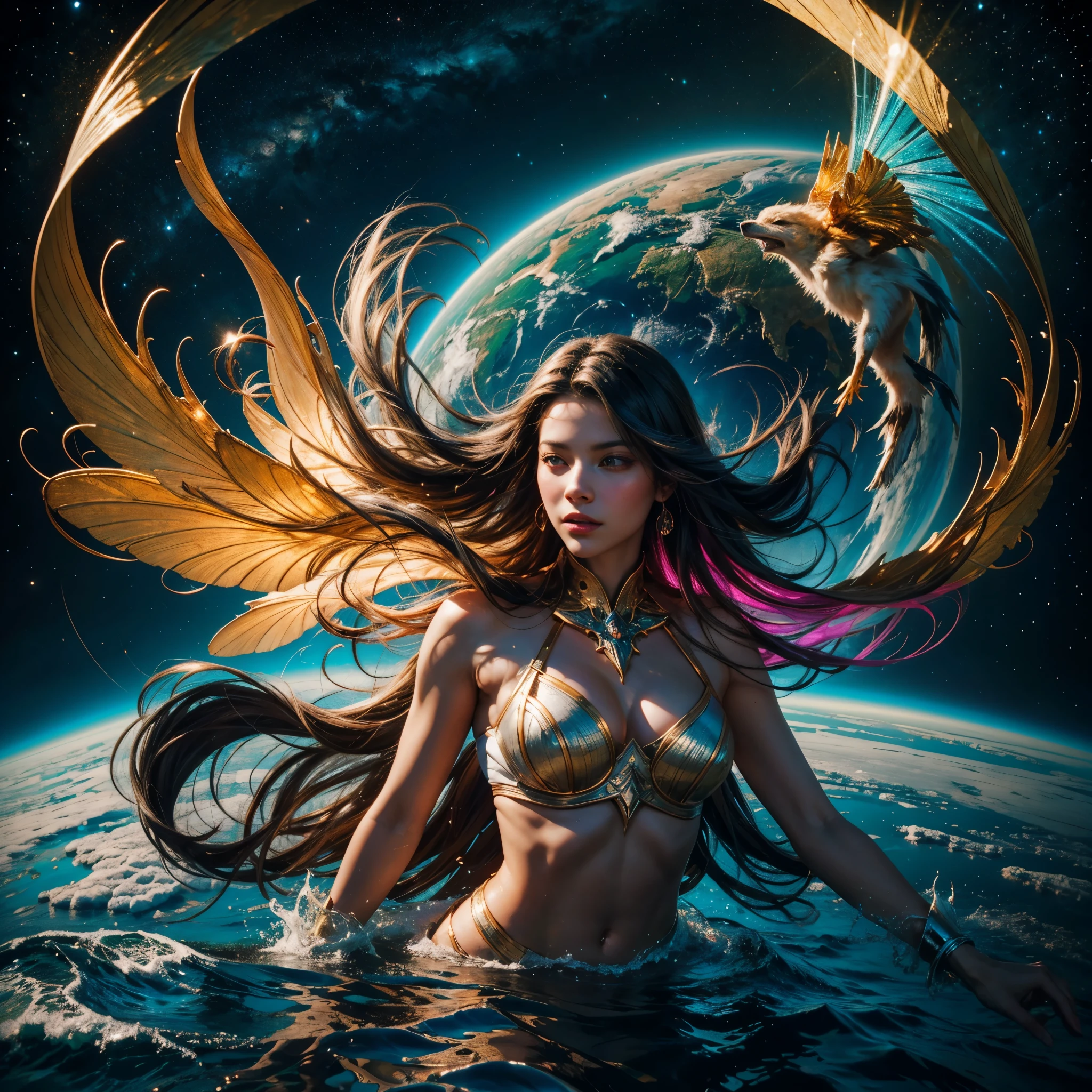 Hyper Vibrant Nebulae Octans by_Mappa Spacious Starry_sky Borealis ((🎈Sunset epic sunshine parabolic sunrise Rain_Color Colorful_liquid_on_naked_body:1.3 Colorful_body Colorful_ink_on_hair:1.2 Rainbow Abundant_colorful_liquids White_liquid fullbodye wet_Color_liquid)) In the vast expanse of the cosmos, a breathtaking image unfolds before your eyes. In the heart of a starry galaxy, vibrant nebula dance and swirl, their ethereal colors blending and intertwining. The scene is a symphony of cosmic beauty, with tendrils of interstellar dust and gas reaching out into the void. The stars shine with an otherworldly brilliance, illuminating the cosmic tapestry that stretches across the vastness of space. It is a visual feast for the senses, an awe-inspiring glimpse into the wonders of the universe. BREAK,Detailed,Realistic, highly detailed digital art,octane render, bioluminescent, BREAK,by Mappa studios,masterpiece,best quality,official art,illustration,ligne claire,(cool_color),perfect composition,absurdres, fantasy,focused,rule of thirds masterpiece meticulously intricate 🎠deep path equirectangular🎡 ultra_high-details extreme improved ultra_high-quality ultra_high-res ultra_photo-realistic optimal ultra_sharpness perfection accurate volumetric SunLight Lightning_contrast global_illumination cgi vfx sfx reflex Octane_rendered ultra_high-def UHD XT3 DSLR HDR romm rgb pbr 3dcg fxaa blu-ray vivid colors-coded anti-aliasing fkaa txaa rtx ssao opengl-shaders glsl-shaders post-processing post-production cell-shading tone-mapping ❤luminescence 😘glow 👩Heart hearth Crystalline butterfly earth invoke monarch magic fleuraison monster monstrous creature sundrop slide onyx summon transparent ruby Earth hearth bloom flash Tourmaline opal strange glow hole reflection varies multi etc. --s 1000 --c 20 --q 20 --chaos 100