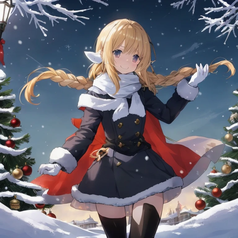 anime girl in winter clothes standing in front of a christmas tree, marisa kirisame, artoria pendragon, kirisame marisa, anime visual of a cute girl, blonde anime girl with long hair, fine details. girls frontline, violet evergarden, small curvy loli, from girls frontline, anime best girl, in the snow, zerochan, (anime girl)