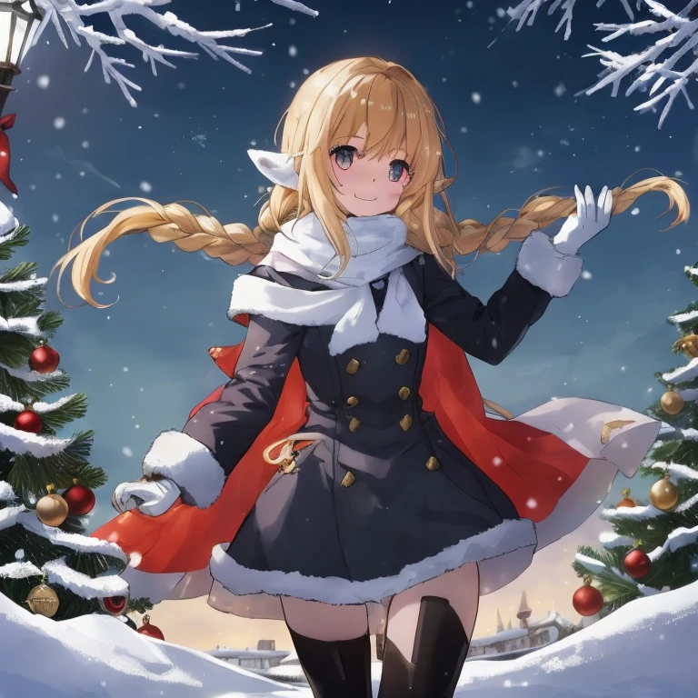 anime girl in winter clothes standing in front of a christmas tree, marisa kirisame, artoria pendragon, kirisame marisa, anime visual of a cute girl, blonde anime girl with long hair, fine details. girls frontline, violet evergarden, small curvy loli, from girls frontline, anime best girl, in the snow, zerochan, (anime girl)