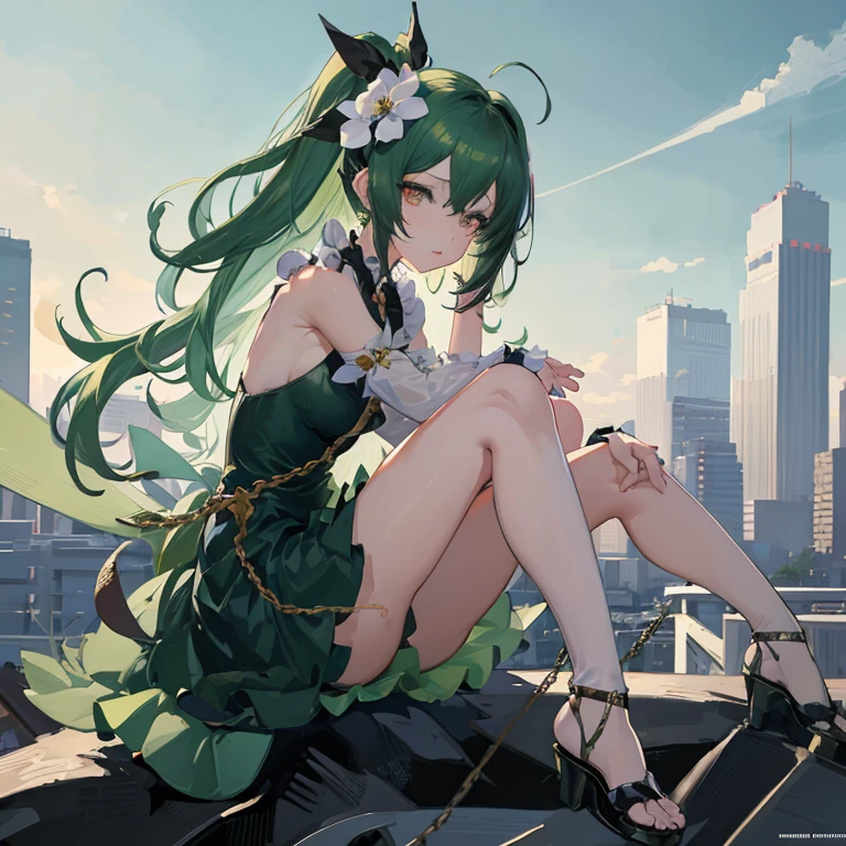 anime girl sitting on a chain link fence with city in the background, best anime 4k konachan wallpaper, anime style 4 k, cute anime waifu in a nice dress, 4k anime wallpaper, beautiful anime girl, anime goddess, anime art wallpaper 8 k, seductive anime girl, anime art wallpaper 4 k, anime art wallpaper 4k