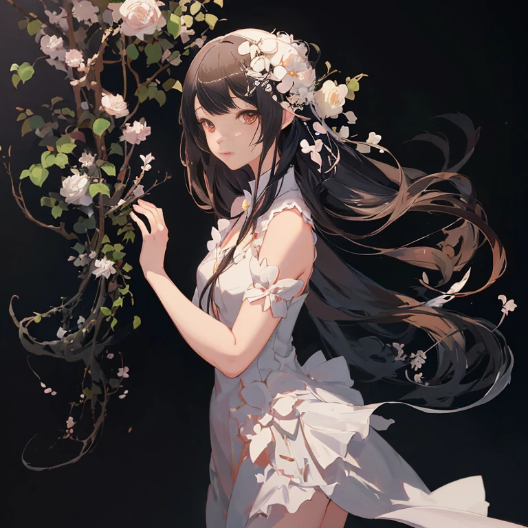 anime girl in a white dress with flowers in her hair, guweiz on pixiv artstation, guweiz, guweiz on artstation pixiv, loli in dress, cute anime waifu in a nice dress, artwork in the style of guweiz, beautiful anime portrait, beautiful anime girl, guweiz masterpiece, anime art wallpaper 8 k