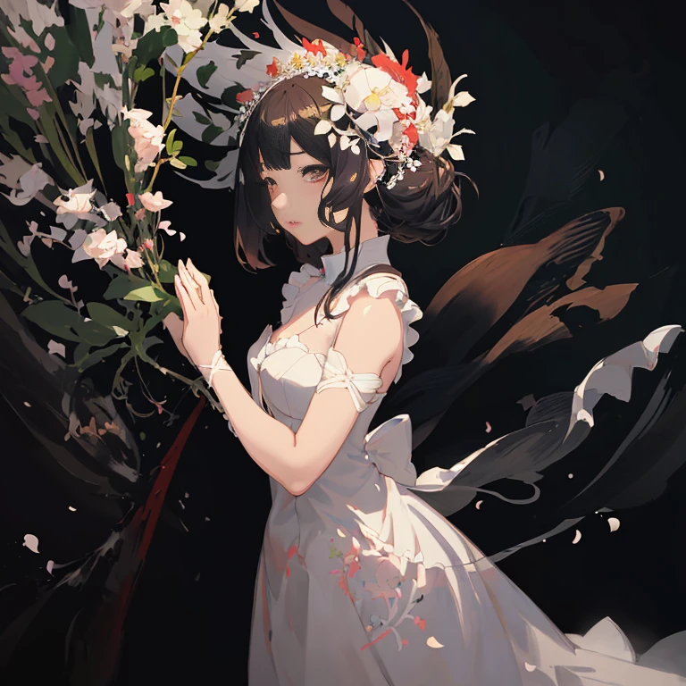 anime girl in a white dress with flowers in her hair, guweiz on pixiv artstation, guweiz, guweiz on artstation pixiv, loli in dress, cute anime waifu in a nice dress, artwork in the style of guweiz, beautiful anime portrait, beautiful anime girl, guweiz masterpiece, anime art wallpaper 8 k