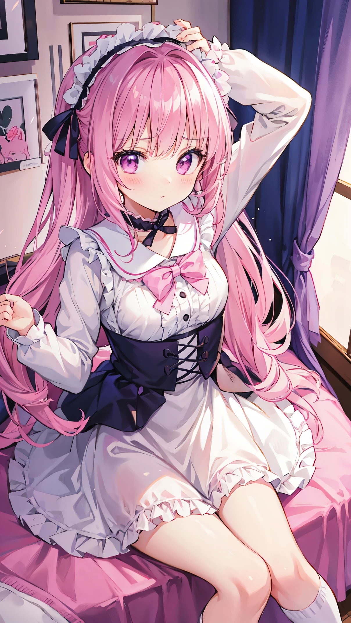 kawaii girl、absorb lint，Pink room，Lolita，White