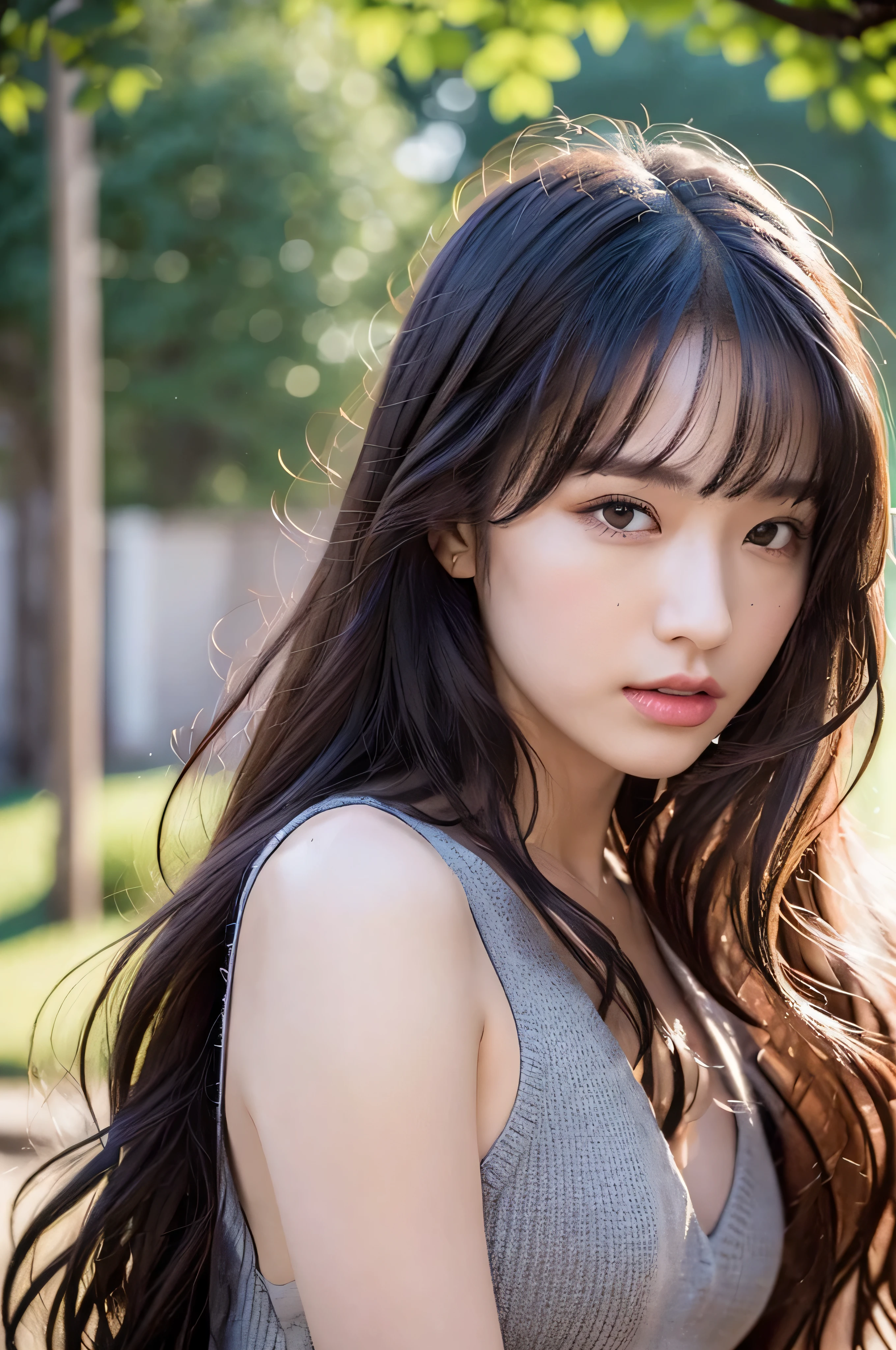 woman、white drool coming out of the mouth、Long hair, outdoor, fair skin, messy hair, super cute、soft face、black hair、8K resolution、surreal、super fine、 Night of soft body and firm butt、((highest resolution、8K、masterpiece:1.3))、super fineな顔、super fineな唇、fine eyes、double eyelid、underwear:1.1、front:1.0、whole body:1.2