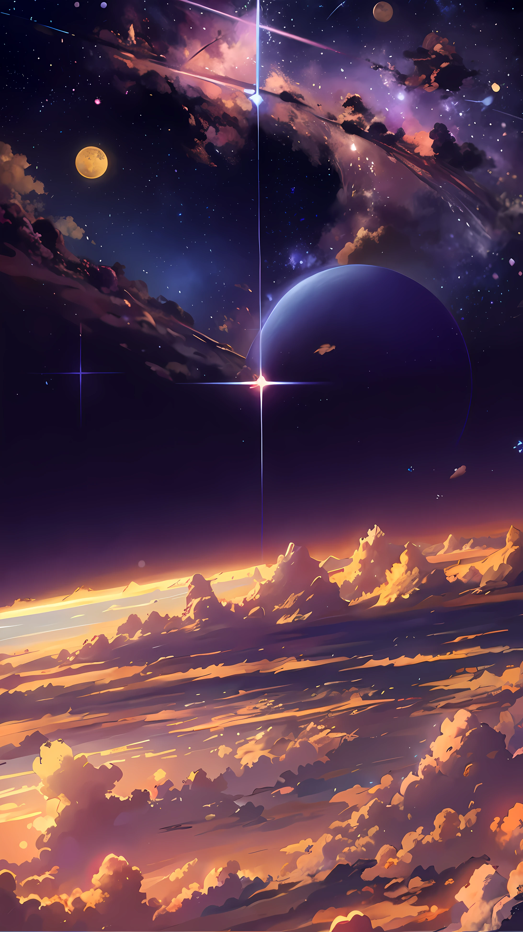Anime anime wallpaper sky and stars view, universe sky. author:Xin Haicheng, anime art wallpaper 4k, anime art wallpaper 4k, Anime Art Wallpaper 8K, Anime Sky, amazing wallpapers, anime wallpaper 4k, anime wallpaper 4k, 4k anime wallpaper, Xin Haicheng Cyril Rolando, anime background art