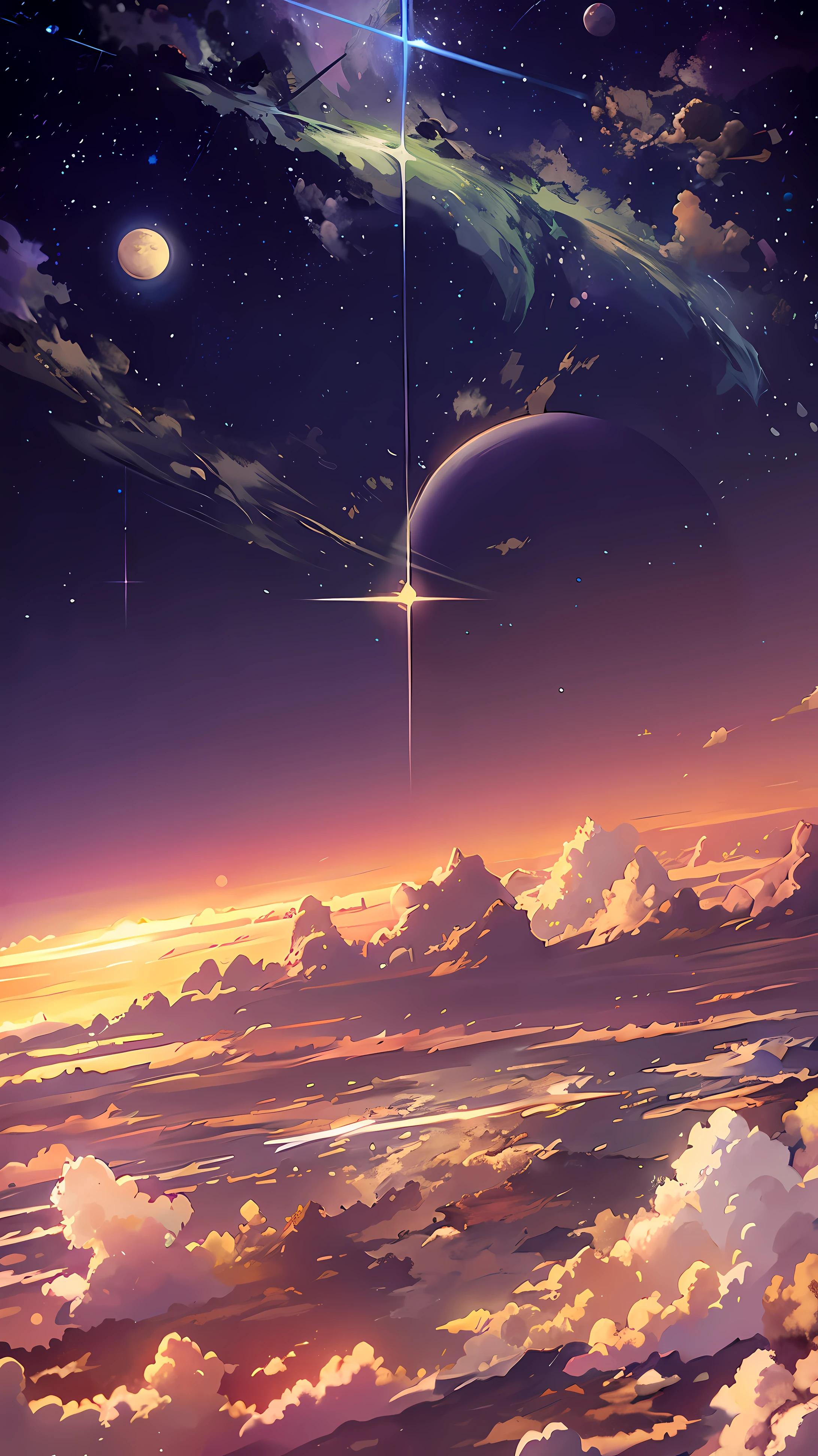 Anime anime wallpaper sky and stars view, universe sky. author：Xin Haicheng, anime art wallpaper 4k, anime art wallpaper 4k, Anime Art Wallpaper 8K, Anime Sky, amazing wallpapers, anime wallpaper 4k, anime wallpaper 4k, 4k anime wallpaper, Xin Haicheng Cyril Rolando, anime background art