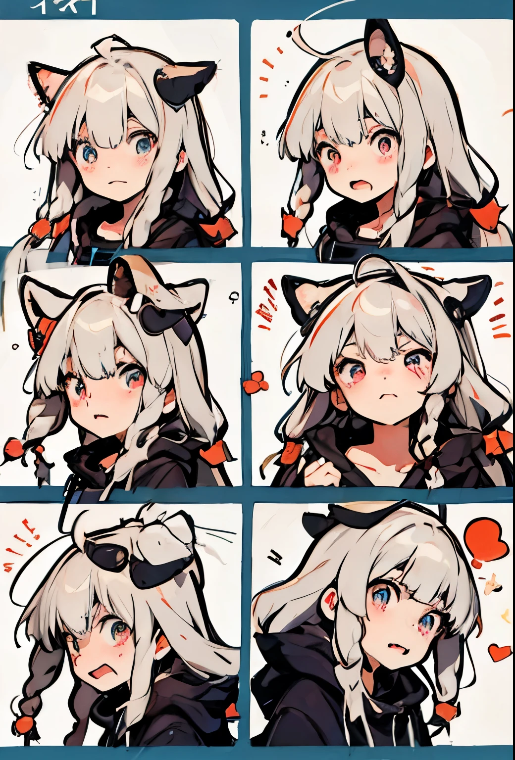 Close-up of various photos of cats, Kantai Collection Style, cute expression, 彼女はcute expression豊かな顔をしています, From Dolls Frontline, girls front line style, change, cute anime face, cute anime girl portrait, small curvy change, cute face, cute anime style, full of expressions, cute art style, anime moe art style