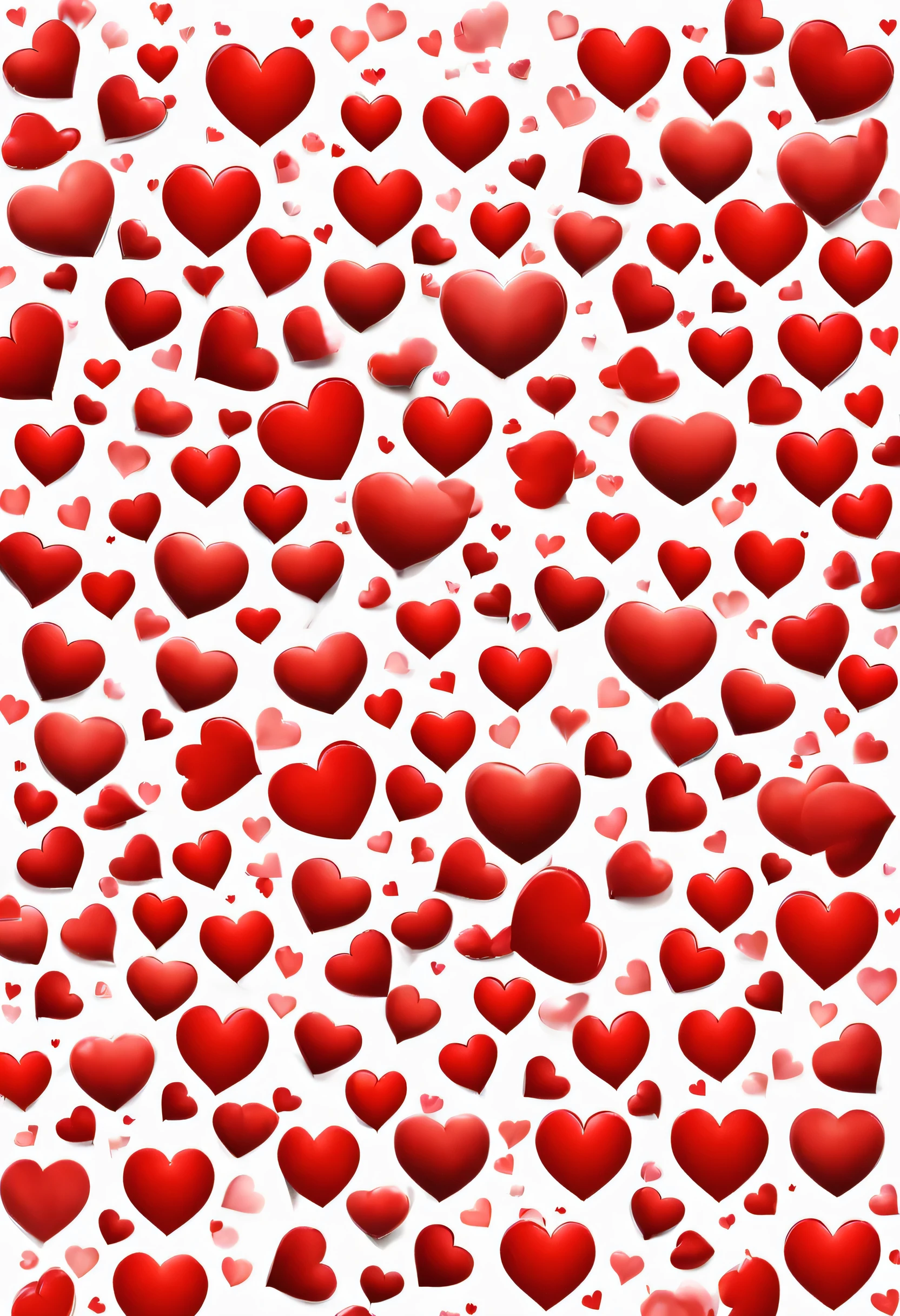 valentine's day page lot of random size big red hearts and a center small space banner,
