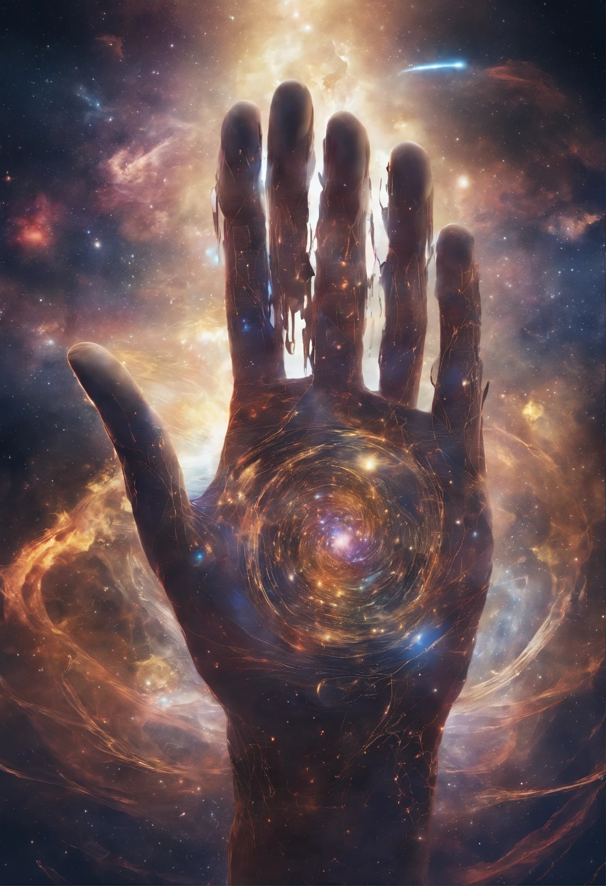 Man hand representing title 'Big Data' with galaxy background