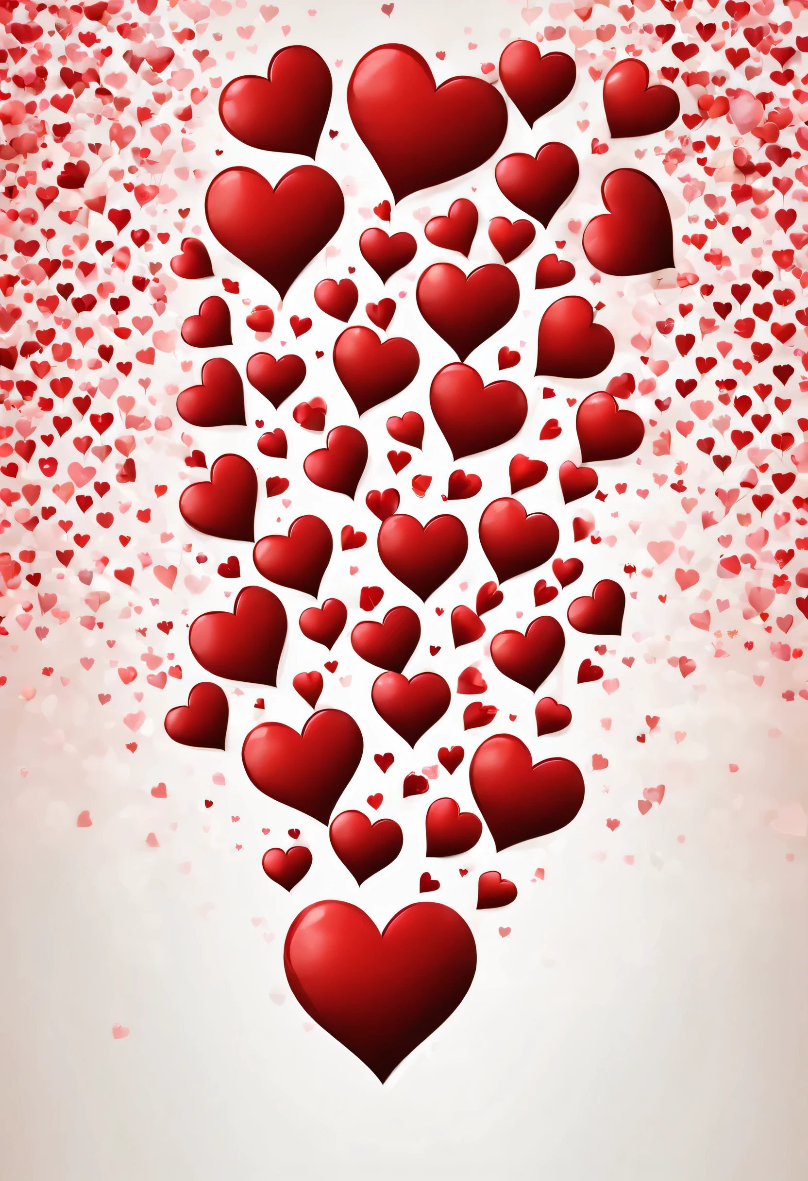 valentine's day page lot of random size big red hearts and a center small space banner,