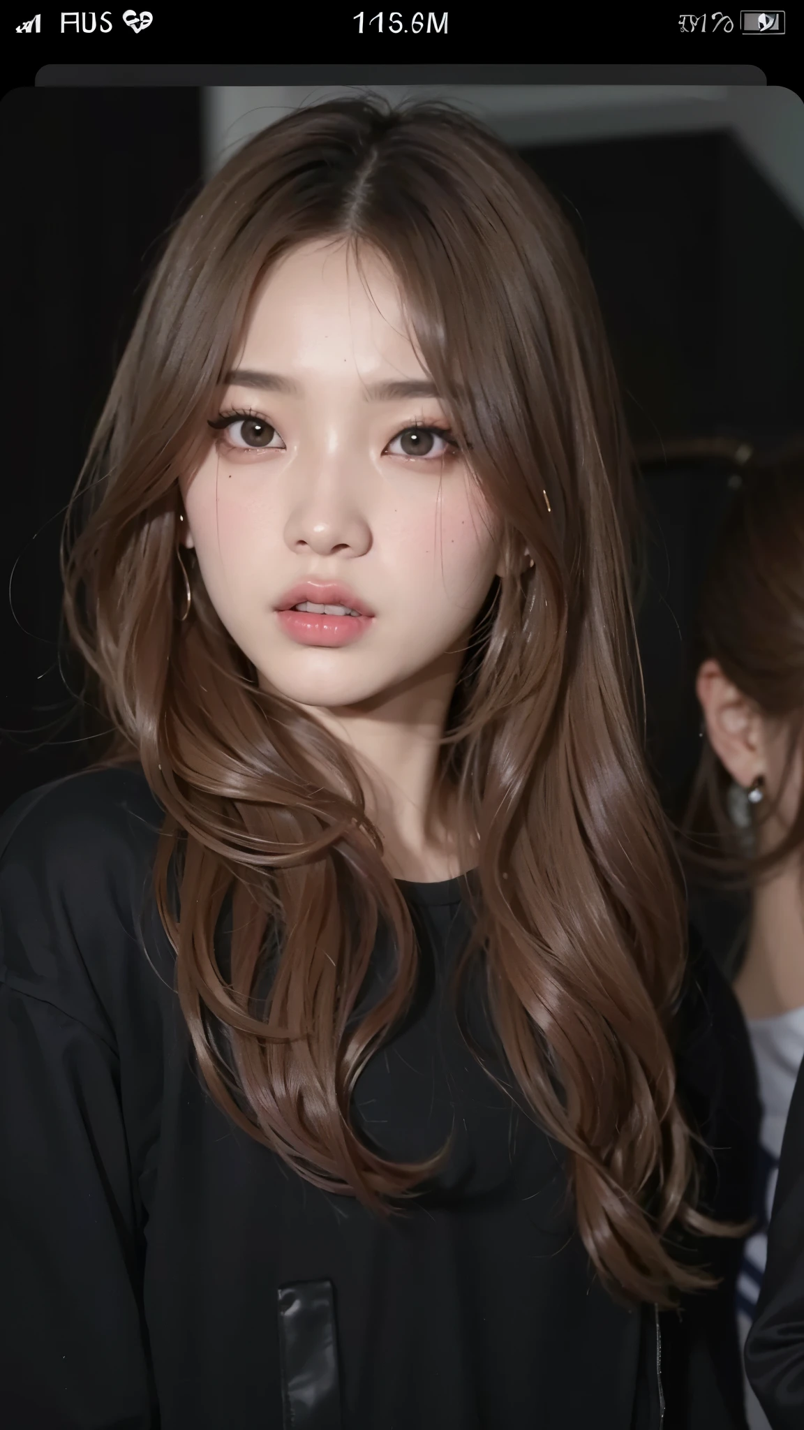 um close up de uma mulher com cabelos longos e uma camisa preta, jossi do blackpink, jennie blackpink, parque roseanne de blackpink, Lalisa Manoban do Blackpink, portrait of jossi do blackpink, Jinyoung Shin, estacionar a partir de-min, Lalisa Manobal, Heonhwa Choe, com rosto redondo, Lee Ji-eun, Lee Ji-eun