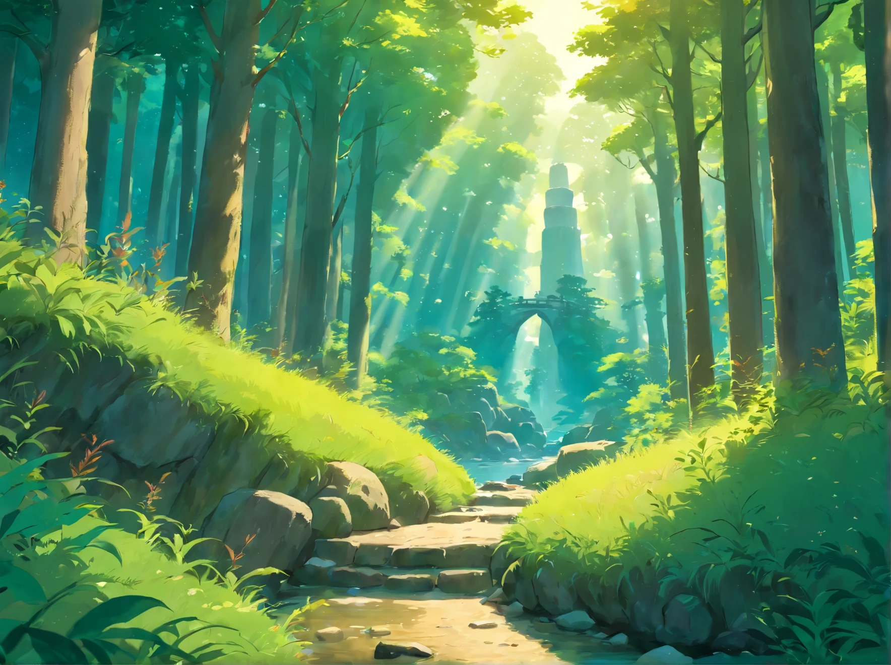 Soft color, studio ghibli, ghibli style, soft tone, lense flare, 90s film style, desk, flower pot, journal, pen. window, forest, hills, Kodak, film grains, hue, anime, Cinematic, high detail, film grain, Fujicolor, UHD, retina, masterpiece, super detail, high details, best quality, 8k, 4K