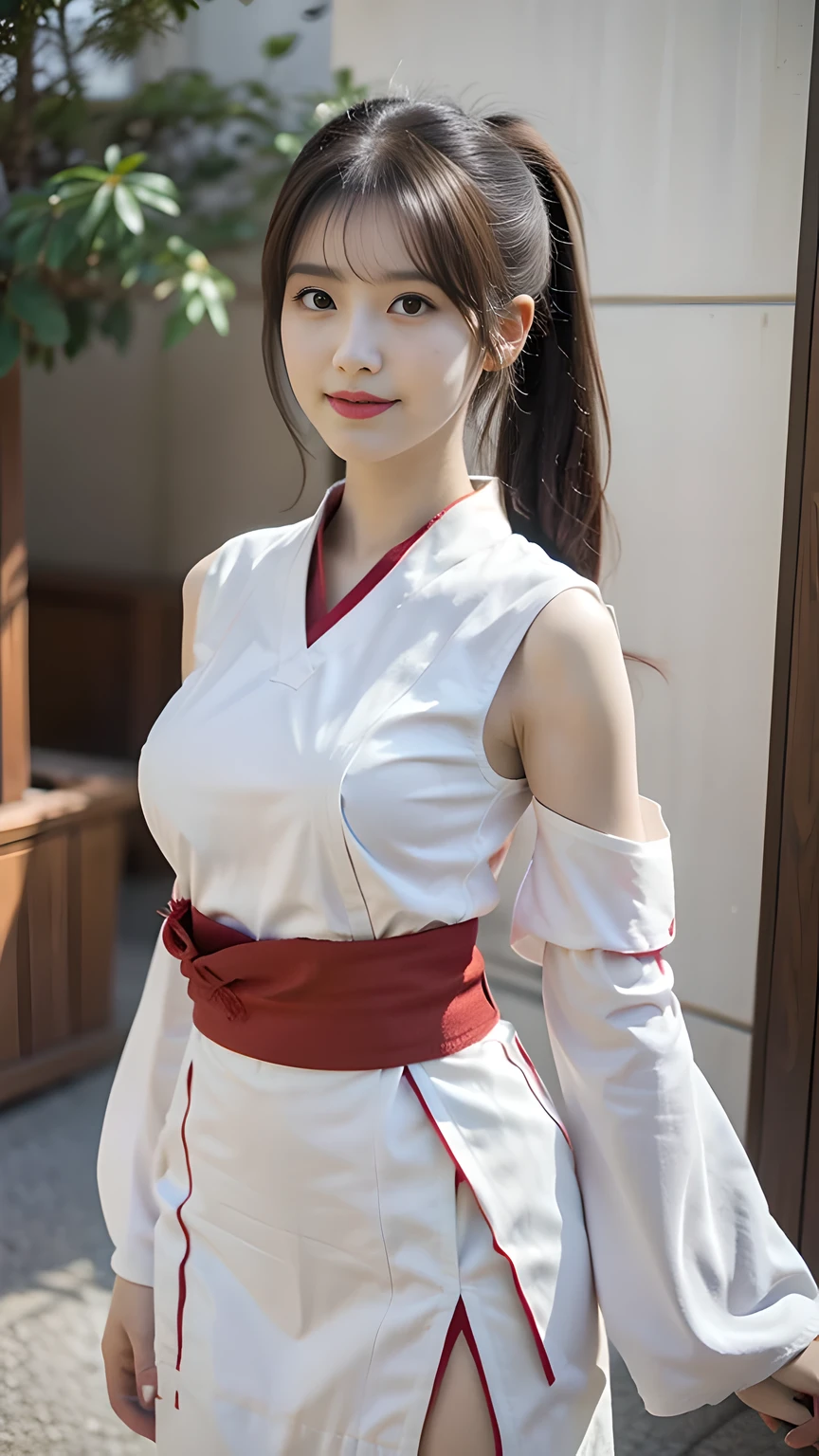 Fair, masterpiece, best quality, extremely detailed face,1 girl, alone，wrap your chest，Light red Hanfu，whole body