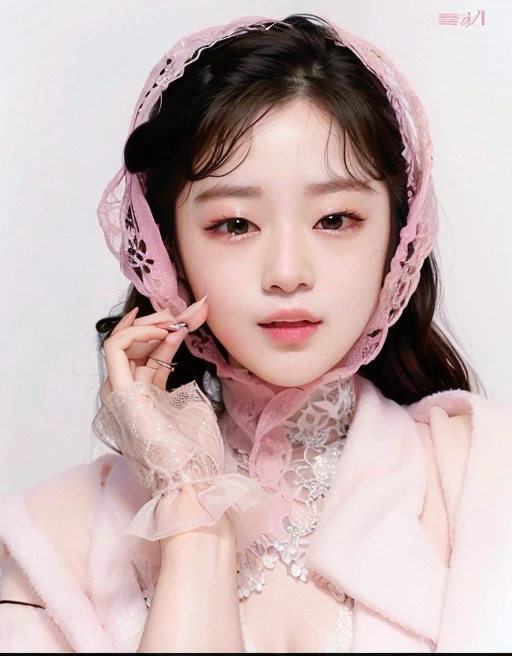 there is a woman in a pink dress and a pink hat talking on a cell phone, song hye - kyo, inspired by Jeong Seon, blackpink jennie, taejune kim, kwak ji young, sangsoo jeong, jiyun chae, lee ji-eun, lee ji - eun, shin min jeong, park ji-min, heonhwa choe