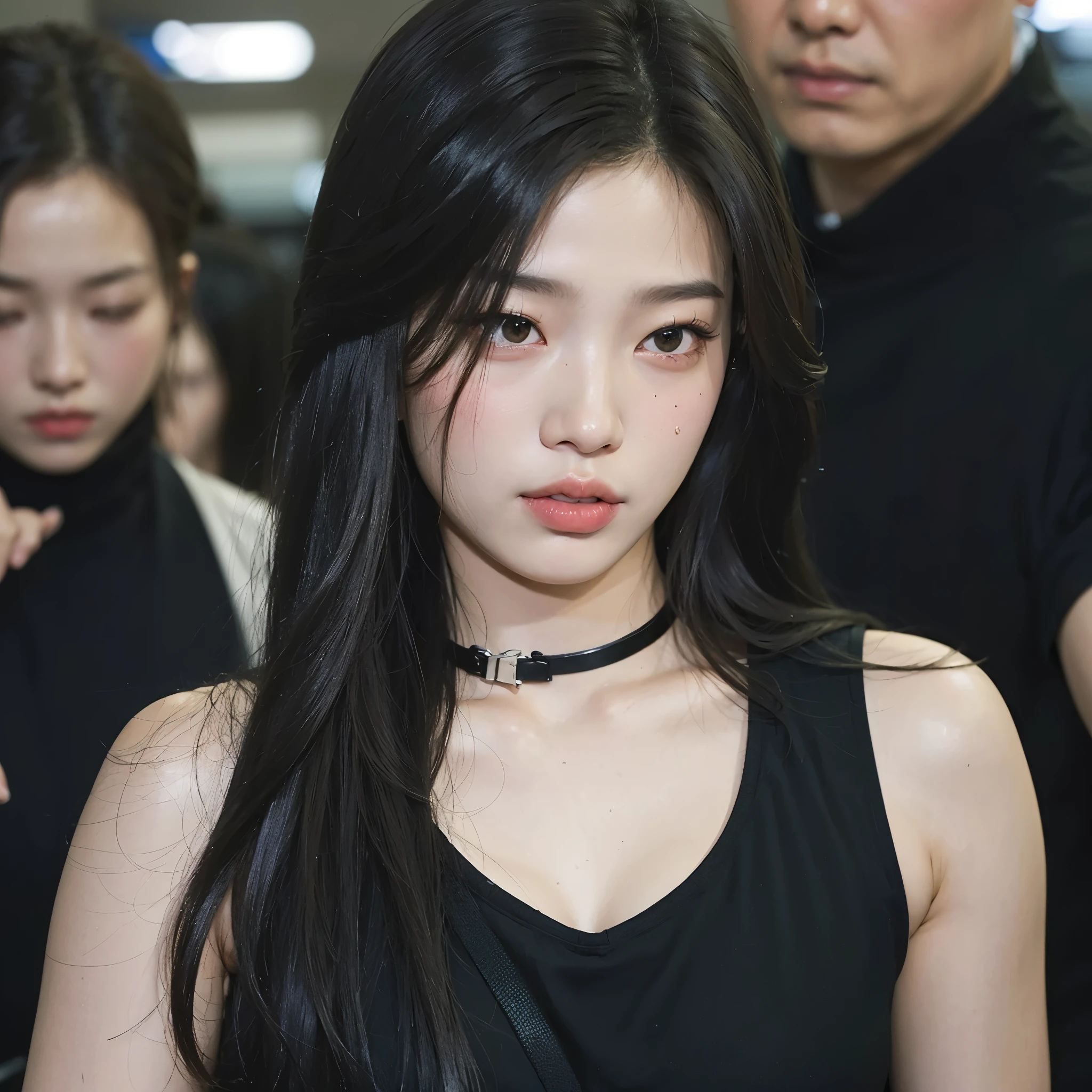 Araffe asian woman with long black hair and a choke, jennie blackpink, jossi do blackpink, bae suzy, jaeyeon nam, portrait of jossi do blackpink,  coreana, linda mulher sul-coreana, Jinyoung Shin, korean idol, Heonhwa Choe, Lee Ji-eun, Lee Ji-eun, Hwang se-é, gongbi