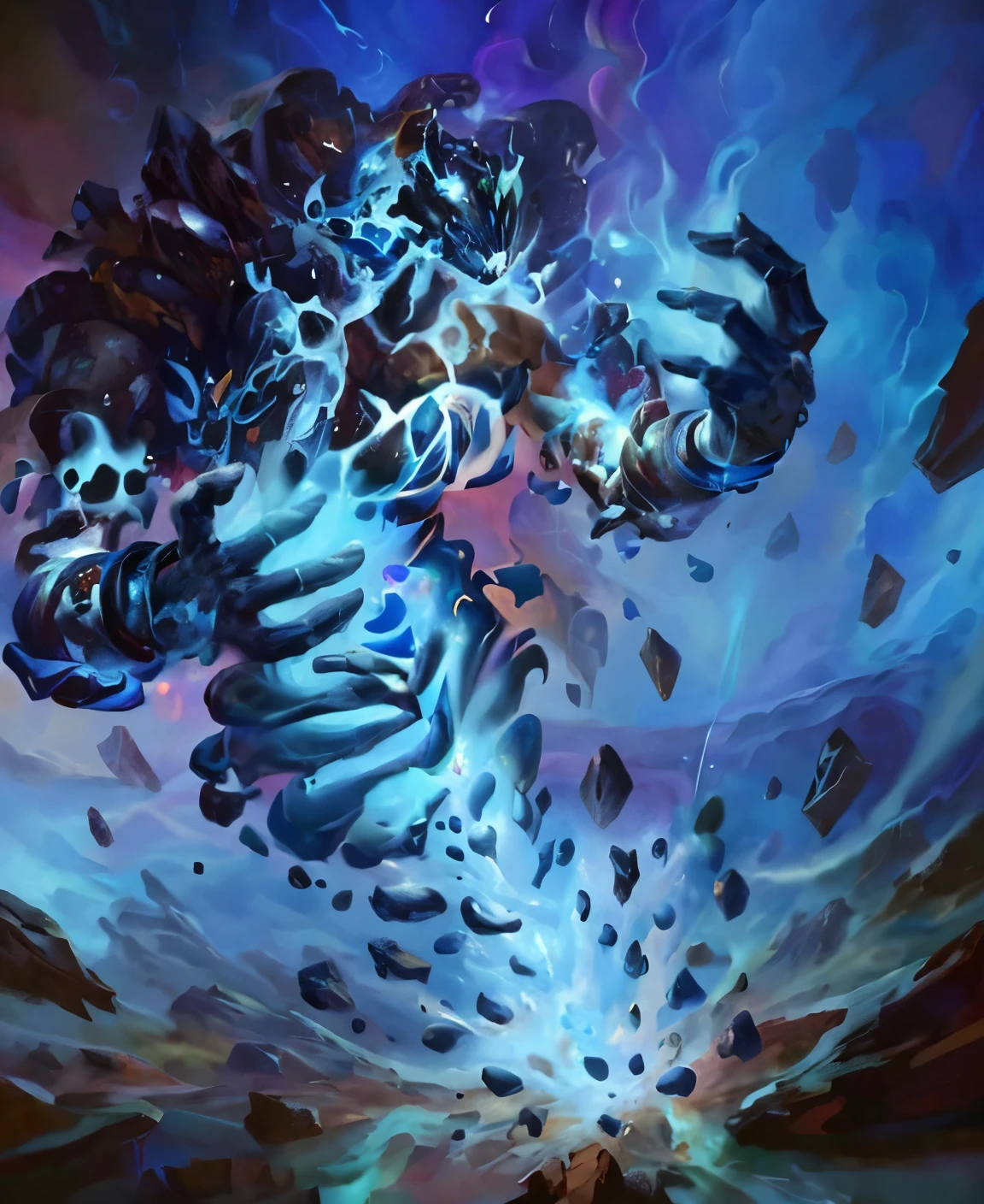 um close de uma pintura de um homem com pele de leopardo, blizzard Arte conceitual de Hearthstone, arte inicial, iridescence water elemental, fractal Trovão Dan Mumford, luminous water elemental, hearthstone card art, water elemental, Arte conceitual de Hearthstone, esse personagem tem criocinese, Arte conceitual da Blizzard, hearthstone card artwork, mana fluindo em torno dele, Arte de Hearthstone