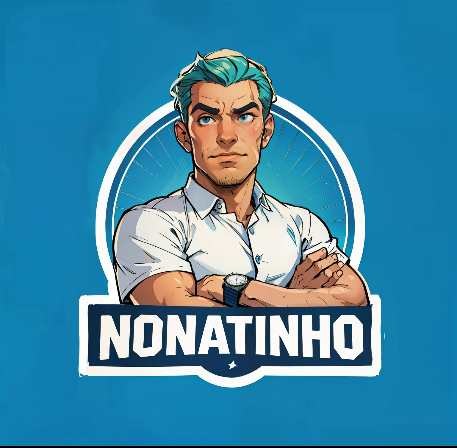 Caricatura, homem no estilo dos realista, logo design.