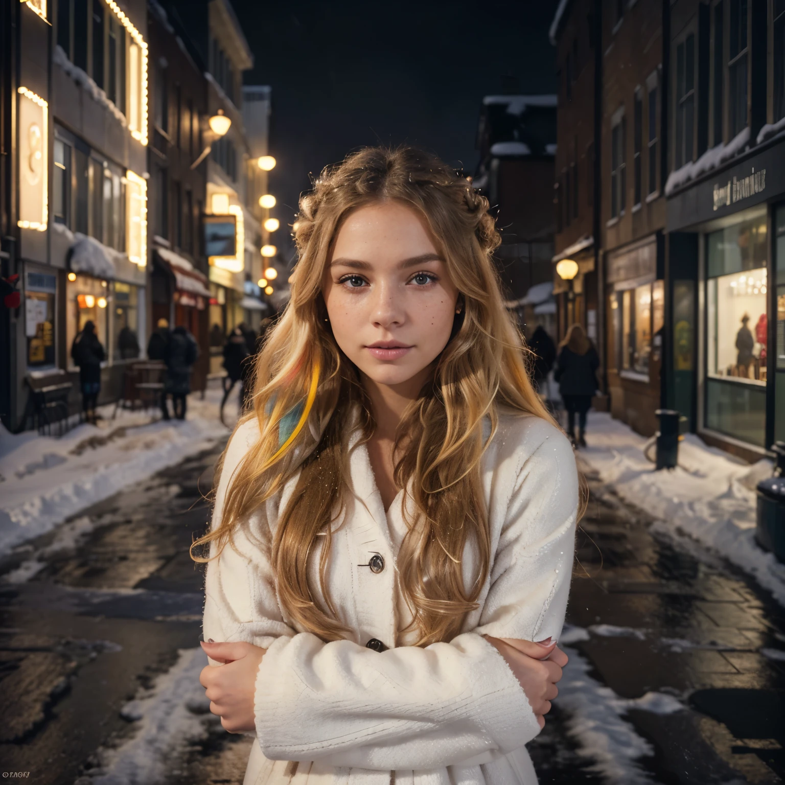 S.A.
Remix
Prompts
Copy
professional portrait photograph of a gorgeous Norwegian girl in naked clothing with long wavy blonde hair, sultry flirty look, (freckles), gorgeous symmetrical face, cute natural makeup, wearing elegant warm winter fashion clothing, ((standing outside in snowy city street)), stunning modern urban environment, ultra realistic, concept art, elegant, highly detailed, intricate, sharp focus, depth of field, f/1. 8, 85mm, medium shot, mid shot, (((professionally color graded))), bright soft diffused light, (volumetric fog), trending on instagram, hdr 4k, 8k