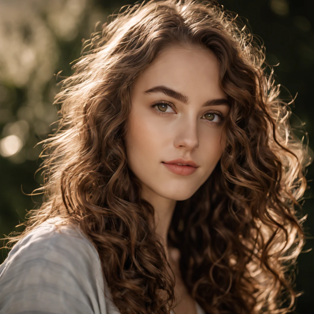 ((full body )) portrait photo of a beautiful 25 years old european woman, endless long (extra long curly brown hair), Award - winning photograph, Masterpiece, 8k, ultra high res, hyper detailed, beautiful woman, perfect face, rule of thirds, Perfect eyes, Perfect iris, perfect pupils, (perfectly round iris:1.3), Perfect lips, Perfect teeth, dimples, perfect nose, highly detailed hair, ((detailed face)), ((detailed facial features)), (finely detailed skin), pale skin, realistic skin texture, extreme skin details, (pores:0.1),(sweaty:0.8), insane details, intricate details, amazing fine detail, photorealistic, photograph, photorealism, rich colors, lifelike texture, neutral colors, Soft front light,cinematic lighting, dramatic lighting,dappled light on face, backlight on hair, sharp focus, wide angle, film grain, dslr, raw photo, photographed on Nikon