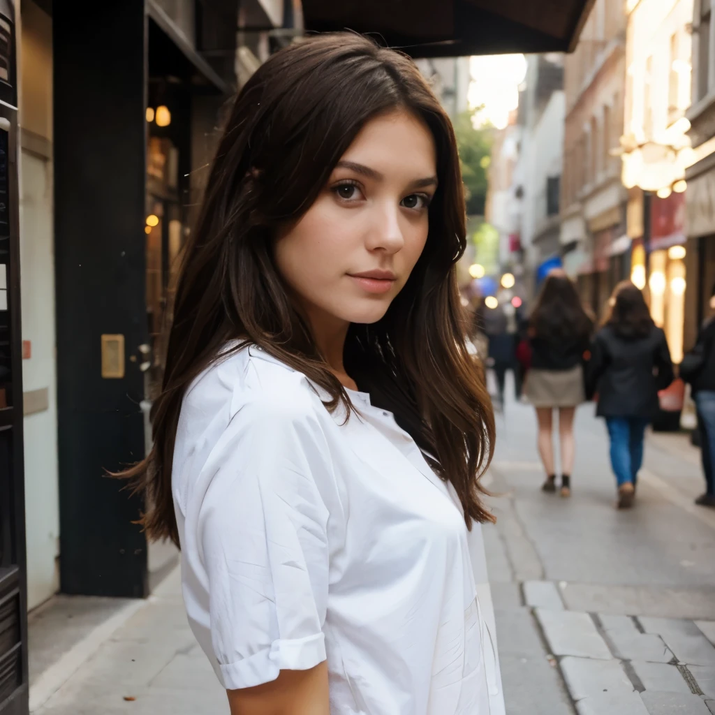girl, pretty, brunette
