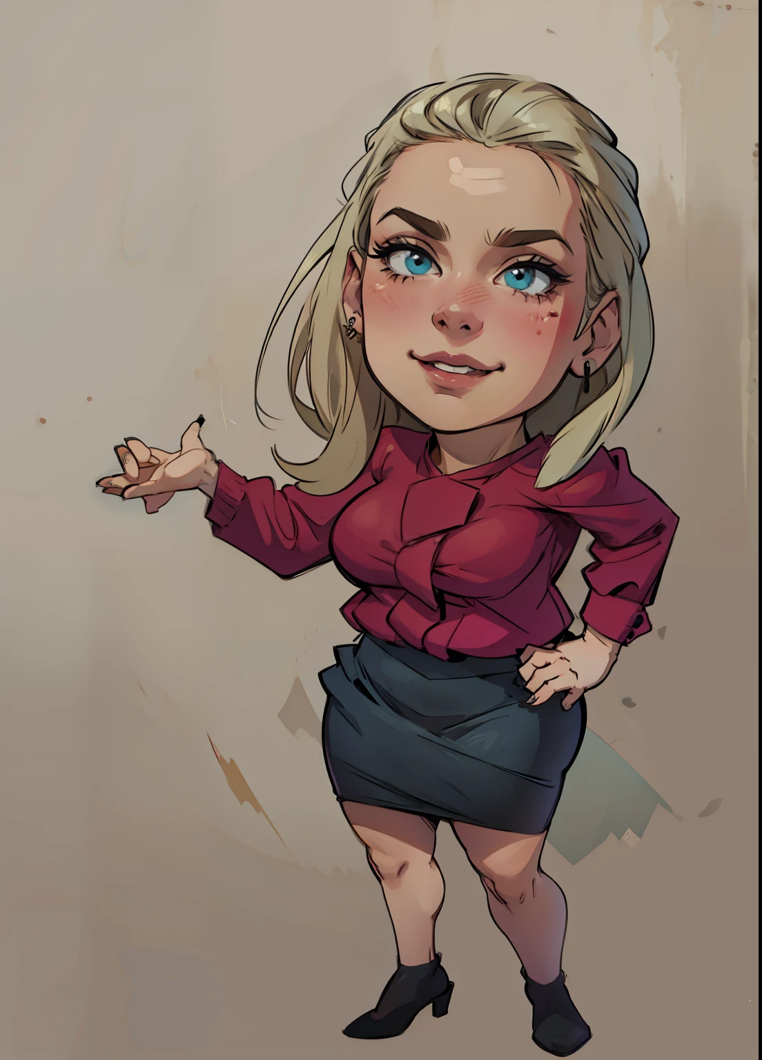 Caricatura, mulher no estilo realista.