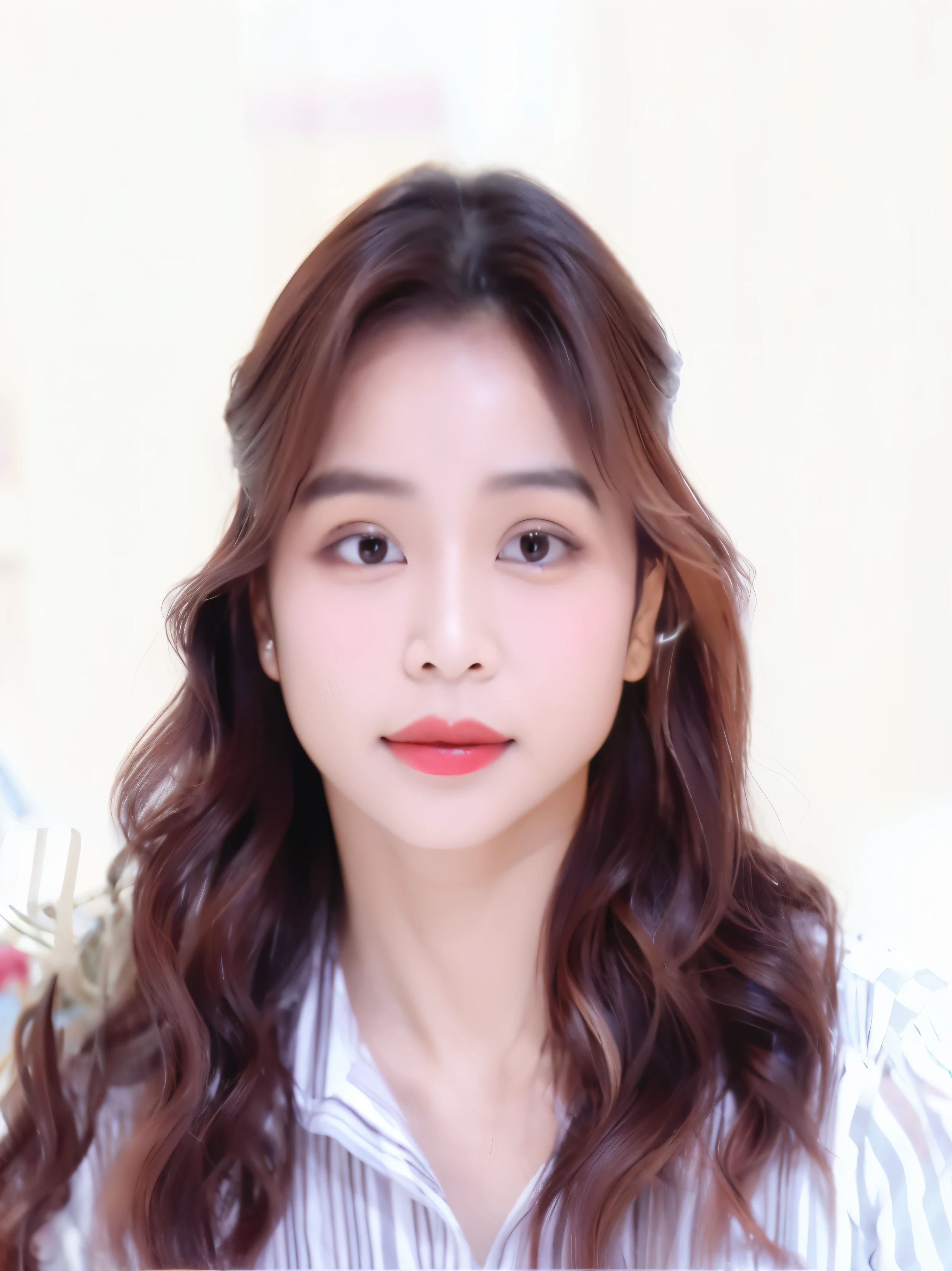 il y a une femme avec des cheveux longs et une chemise, nivanh chanthara, portait photo Photo de profilture, Photo de passeport, Photo professionnelle, professional Photo de profilture, asiatique du sud-est avec visage rond, prise au début des années 2020, headshot Photo de profilture, Thawan Duchanée, photo couleur, centre image, Photo de profil, Image de profil