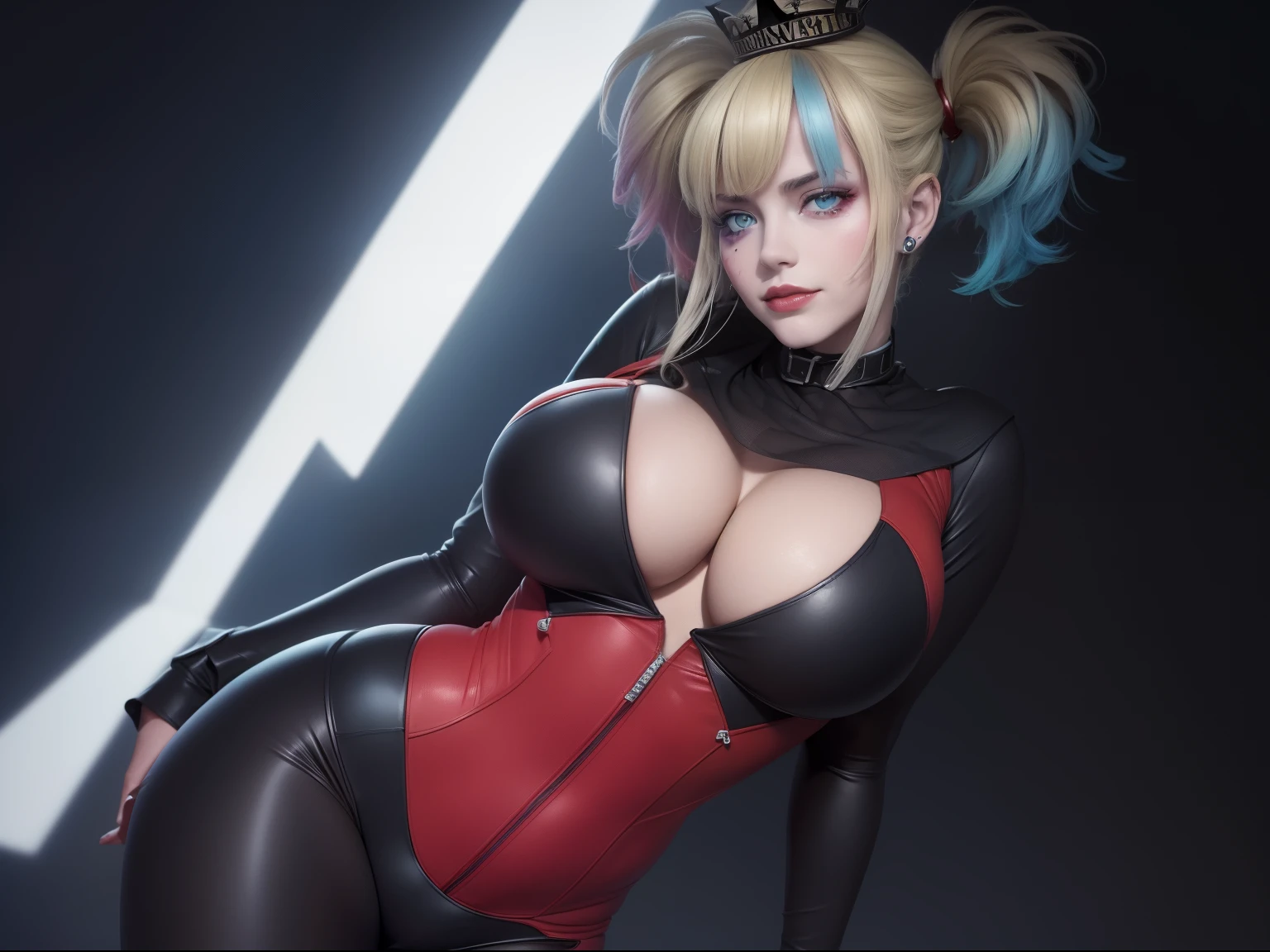 (((harley queen))) ((de dc comics))(((one girl frame))(((lleva puesto cat suit rojo de cuerpo completo))) (((enormes tetas)))((lleva puesta su ropa))(((8k))),((cuerpo completo))(((Amazing tits)))caliente, hermosa,((Hornie)), 8k, hiperrealista todo como un motor irreal trazado de rayos render ((estilo humano hiperealista)),(((Empty dark background))). hiperrealista todo como un motor irreal trazado de rayos render estilo humano realista ,(((Empty dark background)))., Suavemente iluminado, Intimo exquisito detalle, sharp focus, intrincadamente detallado, rewarded photography, small-catchlight, bajo contraste, alta nitidez, facial-symmetry, profundidad de campo, cinematic background, Renderizado del motor irreal, Imagen central, dream-like, Suavemente iluminado, intimo, imagen de cuerpo completo ,cuerpo completo,((tetona)),((piernas torneadas)) perfect ass ecchi