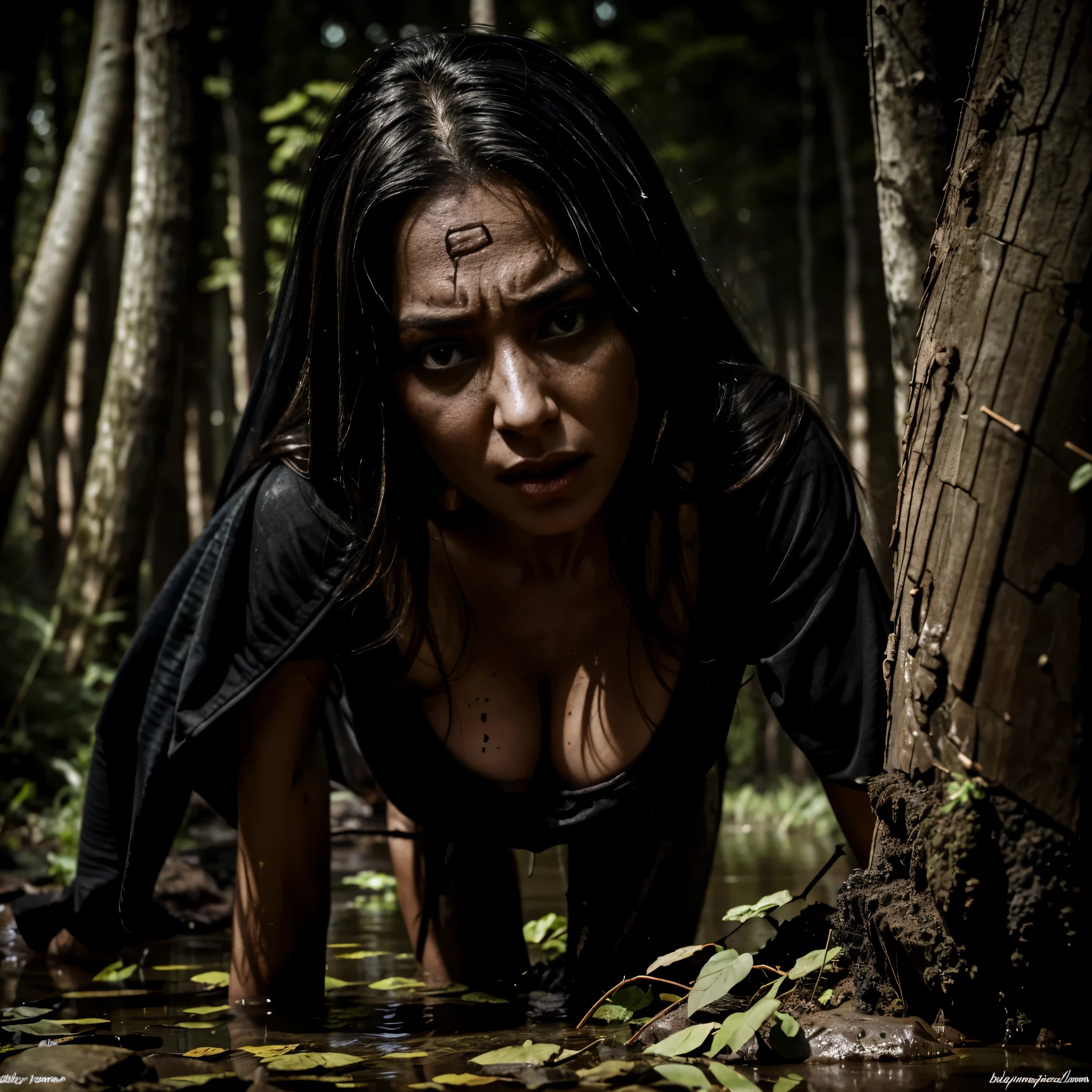 rocks, soil, dusty smoke, leaves, water, swamp, mud, dirt