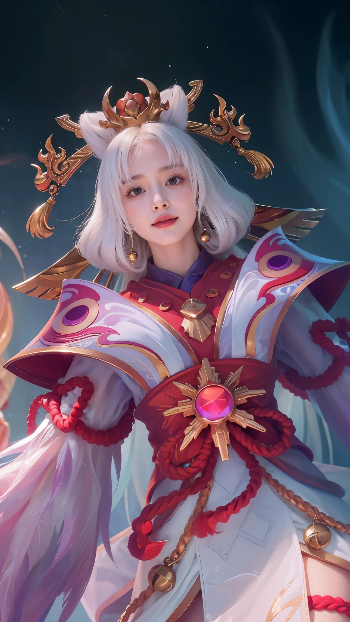 1girll, chrismast hat,(Enchanted quality:1.4),(True textured skins of the highest quality), Delicate face, Blonde hair, Gradient Hair, petite body,(perfect bodies:1.1), There is a jewel on the forehead, rimless eyewear, PUPILS SPARKLING,long eyelasher,grin, hyperphotorealism, Cinematic lighting, projected inset, surrealism, hyper HD, masutepiece, 16 K,Lie down,Dream On,Please wear clear silk pajamas,Carmelto,legs slightly open,tattooed,Fantasy space,Luxurious space, True wearing texture, magic wand texture, realistic hair texture