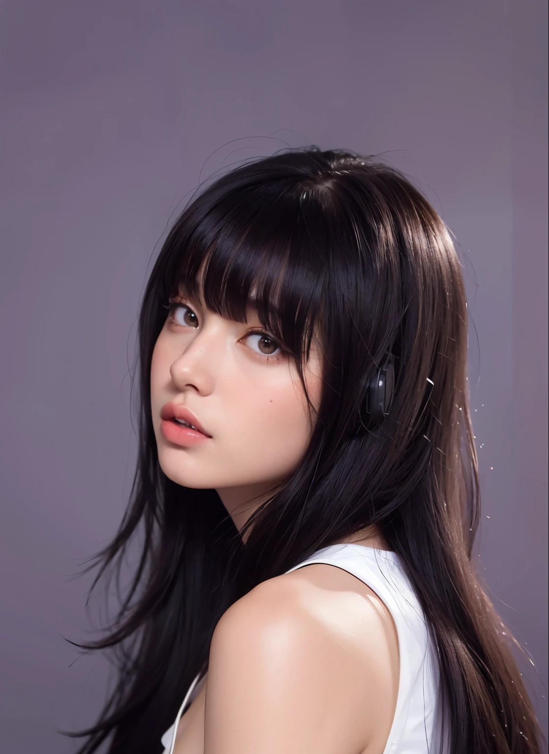 A close-up of a woman with headphones on her head, Retrato Sophie Mudd, Anna Nikolanova aka Newmilky, Pokimane, com fones de ouvido, 18 anos, Delphine bonita, Yelena Belova, Angelina Stroganova, morena com cabelos loiros tingidos, 🤤 retrato da menina, 2 Modelo feminina de 4 anos, julia gorokhova, Modelo do Instagram