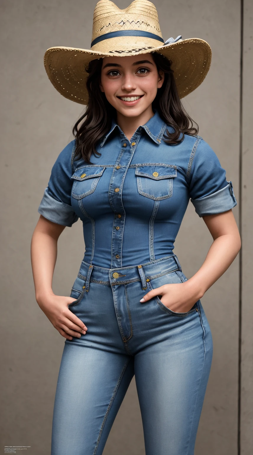 Beautiful 40 year old Japanese mature woman Big body obscene Chubby BBW Glamorous Facial wrinkles Eye wrinkles denim jeans