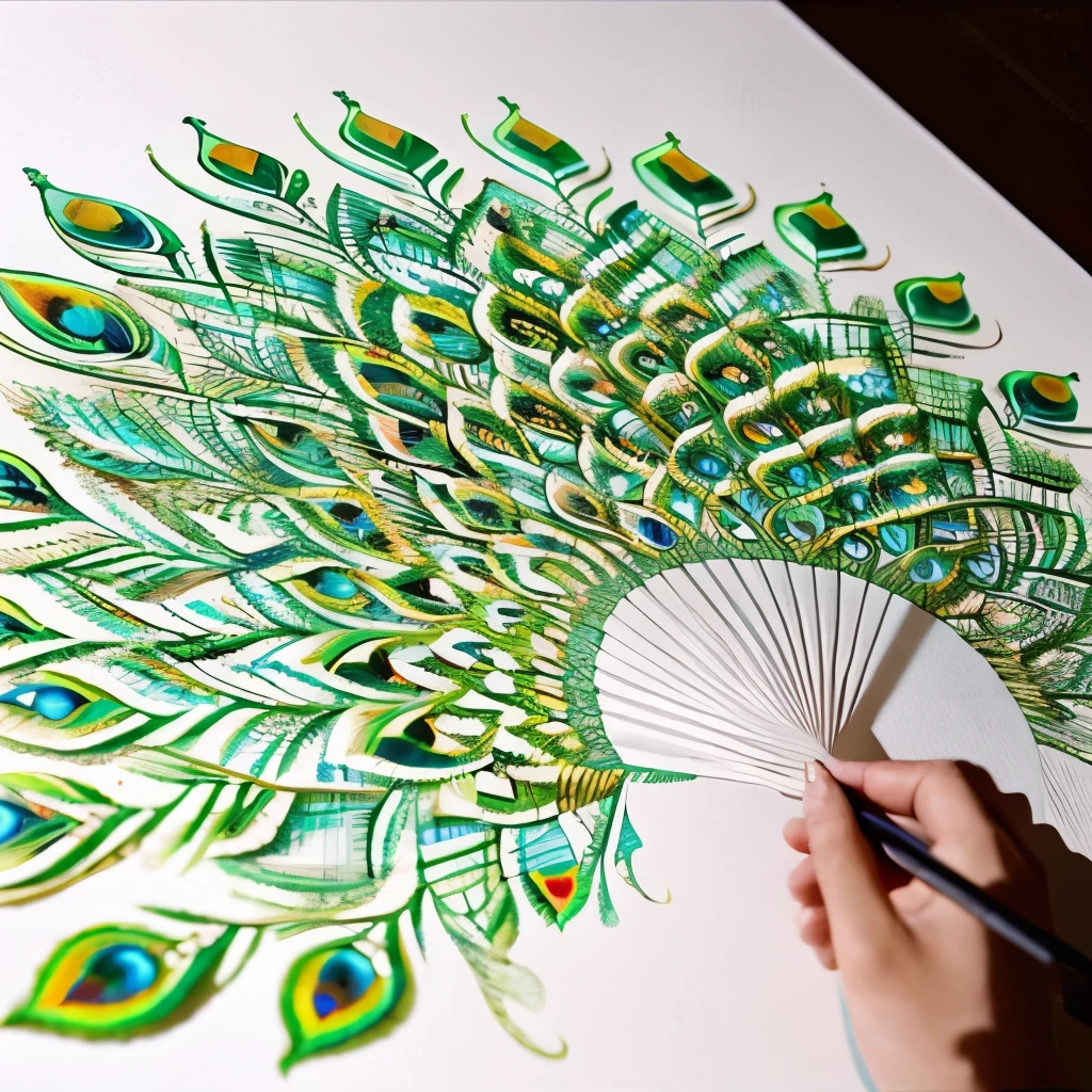 highest quality, Amazing artwork of a beautiful white peacock., intricate details, (best shadow), It's elegant, volumetric light