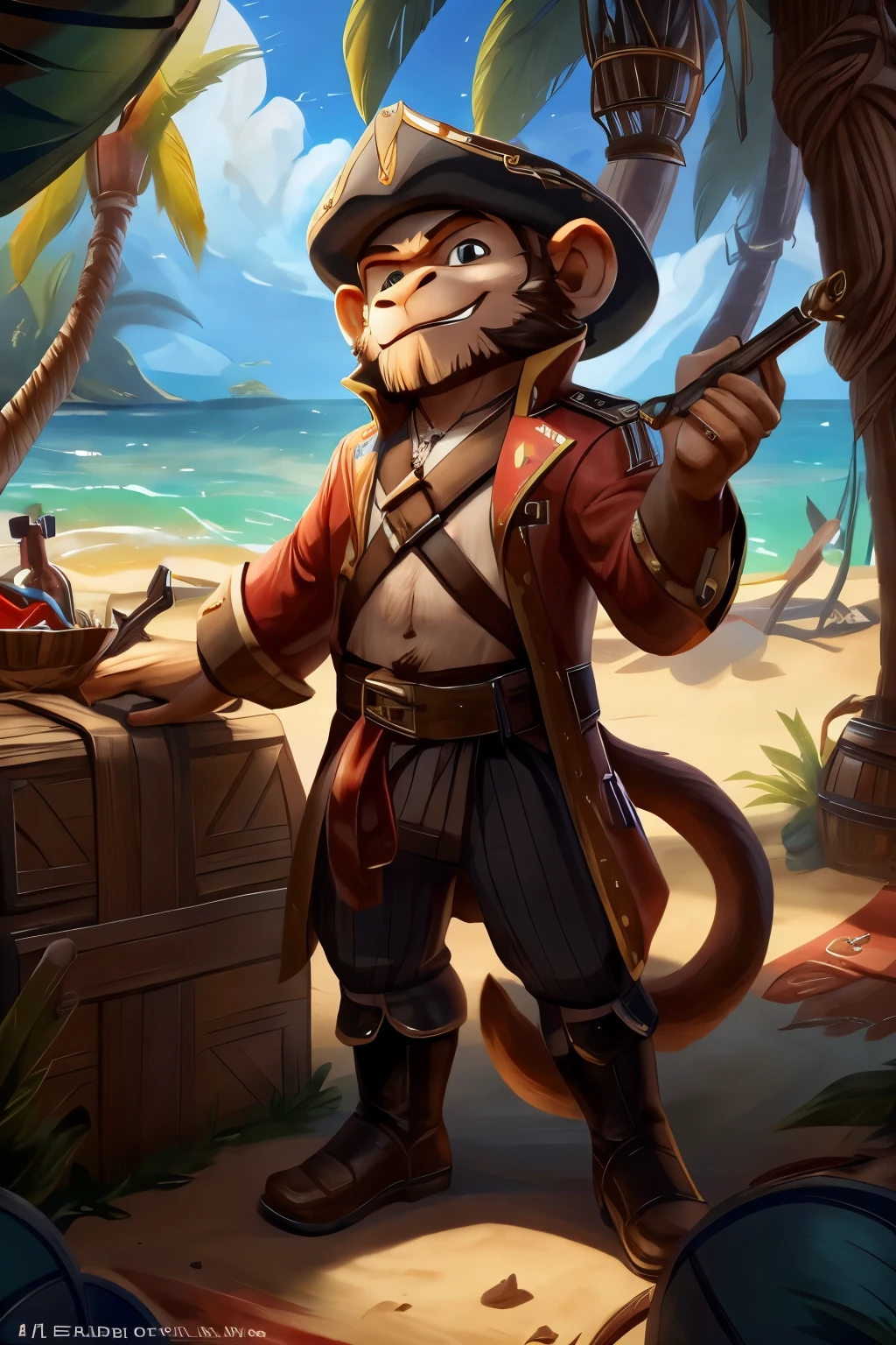 Swashbuckler, small, monkey, male, grungy