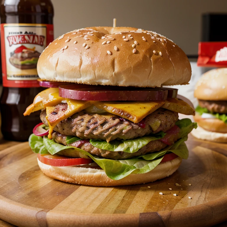 Product photography of a very provocative hamburger 