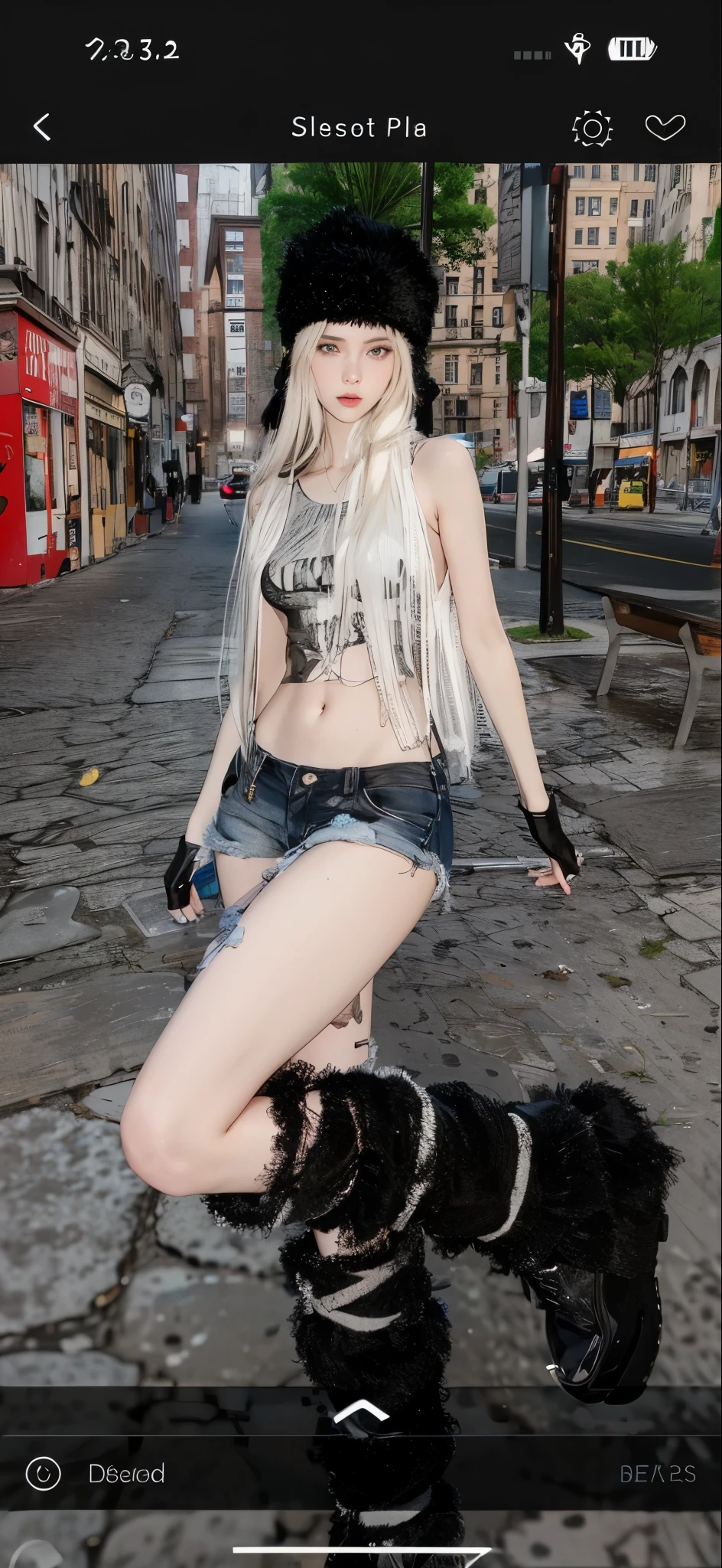 Hermosa piel detallada, cuerpo detallado, hermoso cabello detallado, mujer rubia con gorro ruso negro