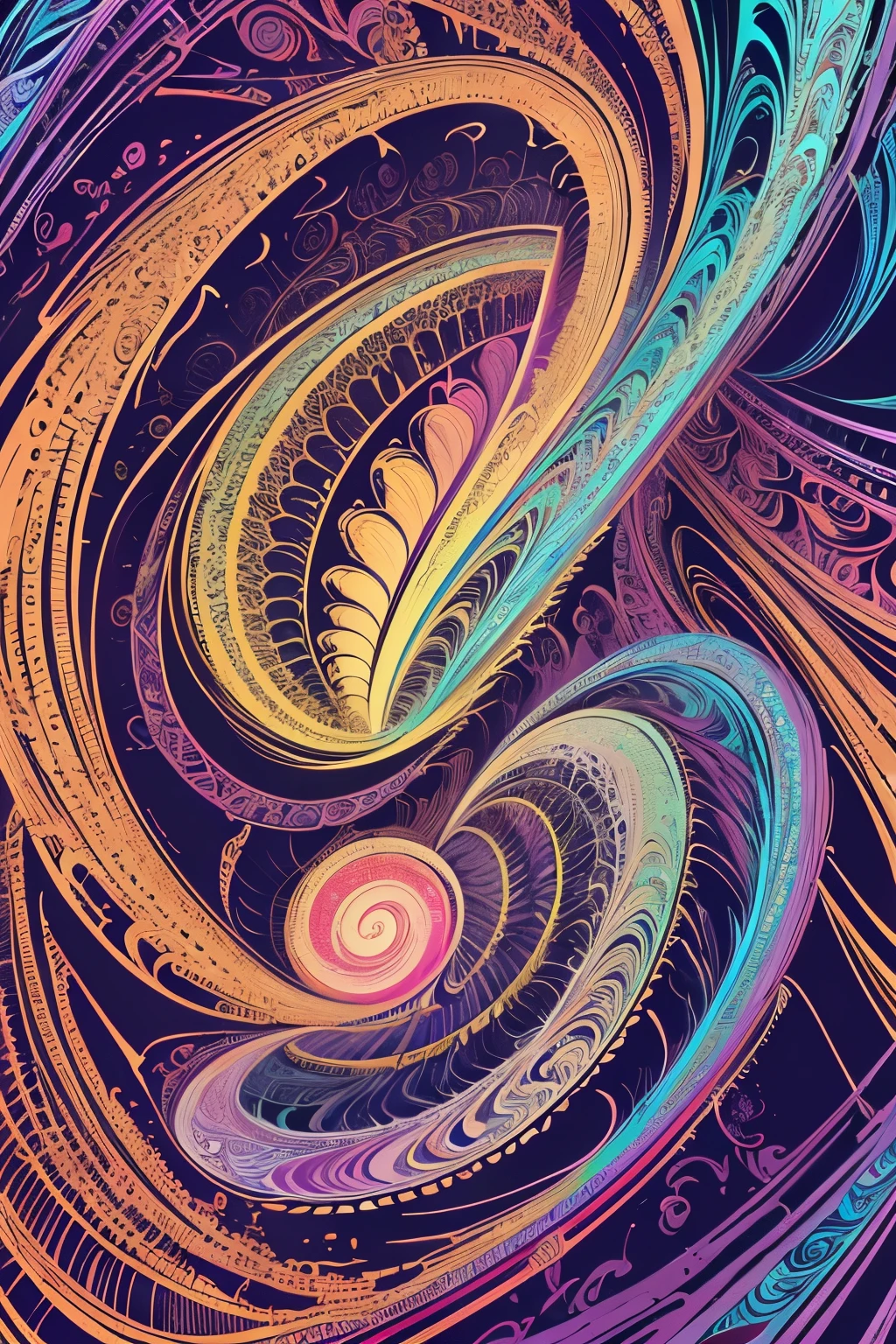 (obra de arte, maximum quality, melhor qualidade, arte oficial, beautiful and aesthetic:1.2), (1 garota:1.3), extremamente detalhado,(arte fractal:1.3),colorida roxo ,mais detalhado, (espiral:1.4), ADN