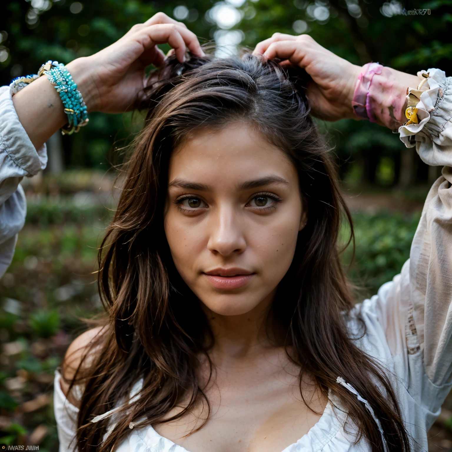 1 mujer, (realista:1), contenido, sexy, retrato , 24 years, ((rostro, feliz)), impresionante crudo , the beautiful rostro, long brown hair, mujer ultra hermosa, miss universe, Sharp focus, muy detallado, 8k UHD, natural lighting, renderizado de octanaje, maximum detail, hiperdetallado, hyper-Realista, ultra detallado, highest detail quality, ultra-Realista, Tomada con lente Canon r5 de 35 mm f./5. 6 --con 69:128 --estilo crudo --v 5. 2, (piel con alto detalle: 1.2), 8k UHD, digital slr camera, Luz tenue, alta calidad, film grain, 20mp, FUJI XT3 , 80mm, Hasselblad, ojos perfectos, Solo y su felicidad irradia de la imagen., analog style (mirada hacia el espectador:1.2) (skin textura, sin maquillaje, maquillaje natural) (film grain:1. 3, vista frontal, Muy detallado, natural, high resolution, Mejor calidad, detalle intrincado, Muy detallado, Sharp focus, piel detallada, Realista skin textura, textura, ojos detallados, profesional, 4k,, Poca profundidad de campo, kodak color vision, extremadamente detallado, photoRealista, Realista, Postprocesamiento, maximum detail, Aspereza, vida real, ultra Realista, fotorrealismo, Photography