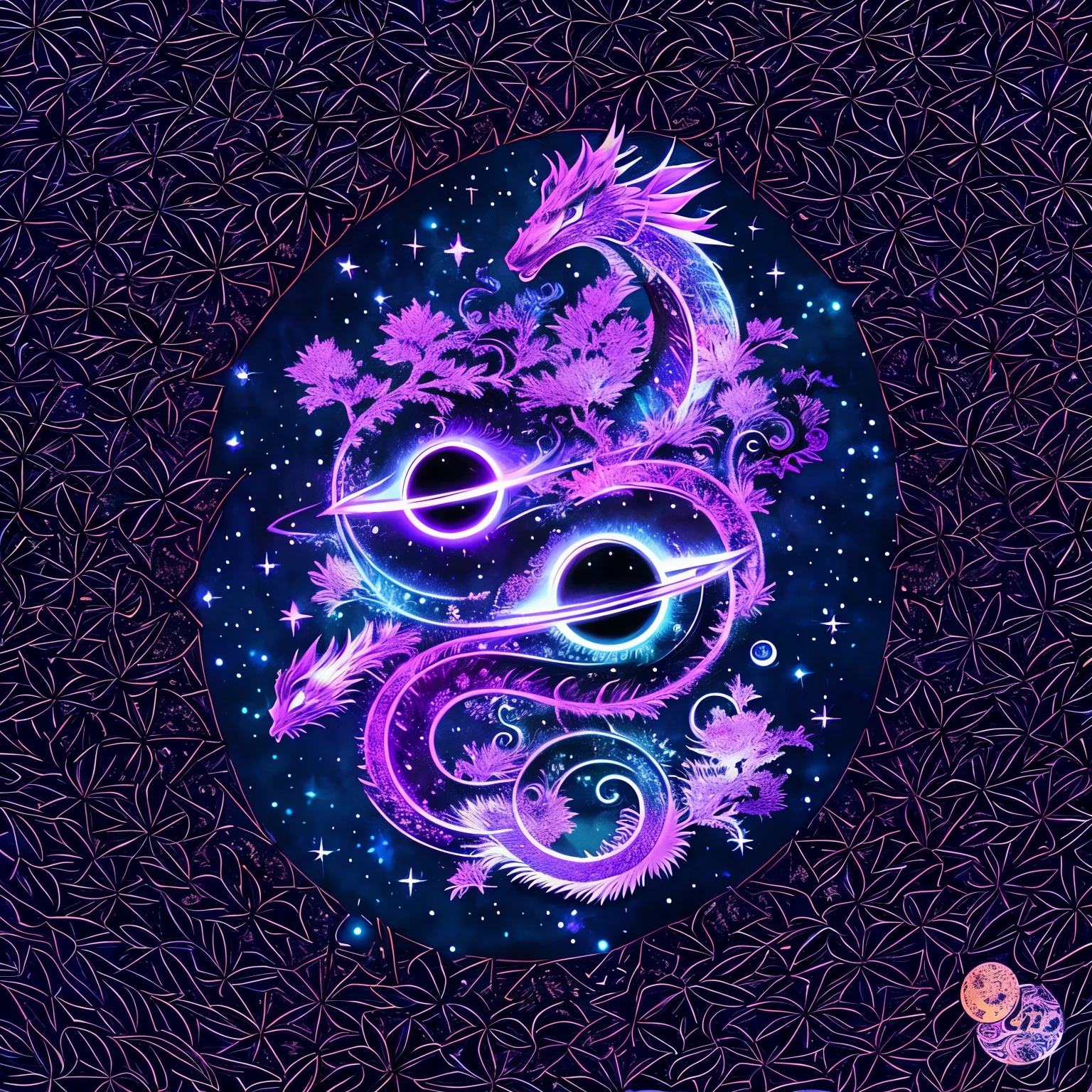 a close up of a dragon with a blue background, galactic bonsai, galactic deity, elemental guardian of life, mystic illustration, ethereal eel, galactic entity, mystic eye, mystic ninja, magical sigils, cosmic entity, lung dragon, galactic energy, arcane art style, james r. eads, astral ethereal, water dragon, jen bartel
