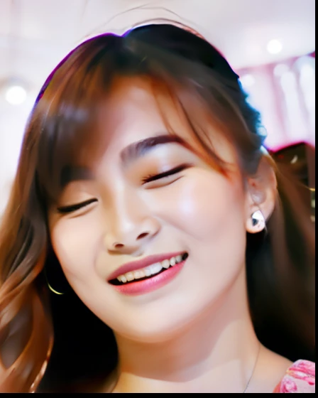 Young Woman, beautiful face, graceful, perfect face, wearing earrings, shy smile expression, Long hair, Mouth closed