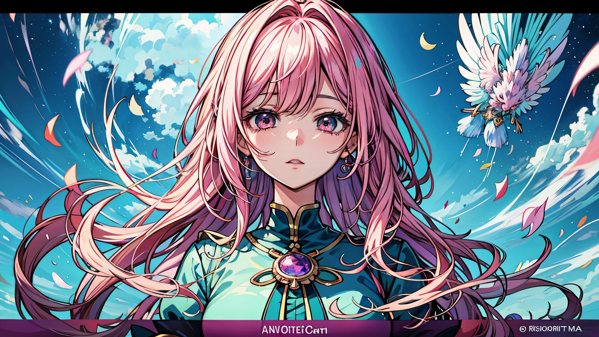 Chica anime con cabello rosado y ojos azules con un vestido azul., retrato, caballeros del zodiaco, girl, detailed arte animado digital, estilo anime 4k, Cabello rosado y ojos cian., fondo de pantalla de arte anime 8 k, anime girl with cosmic hair, hermoso retrato animado, arte zerochan, Fondo de pantalla de arte anime 4k, Fondo de pantalla de arte anime 4K, arte animado digital
