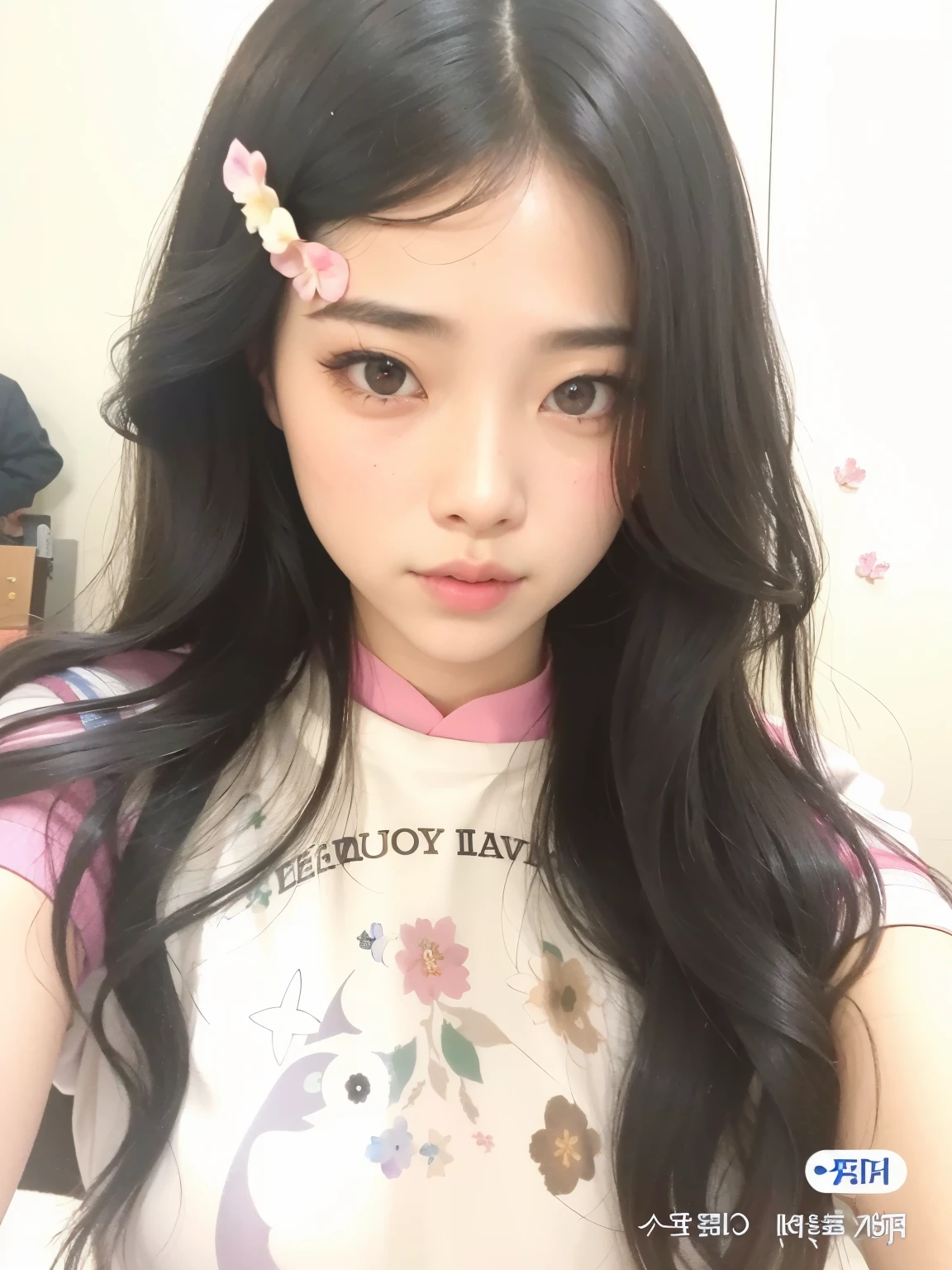 Arafed Asian woman with long black hair wearing a pink shirt, Ulzzang, Jisoo do Blackpink, Jisoo do Blackpink, Jinyoung Shin, adorable and pale korean face, jossi do blackpink, retrato de jisoo blackpink, jaeyeon nam, ruan fofo vtuber, Kim Doyoung, Heonhwa Choe, her face looks like an orchid, coreana