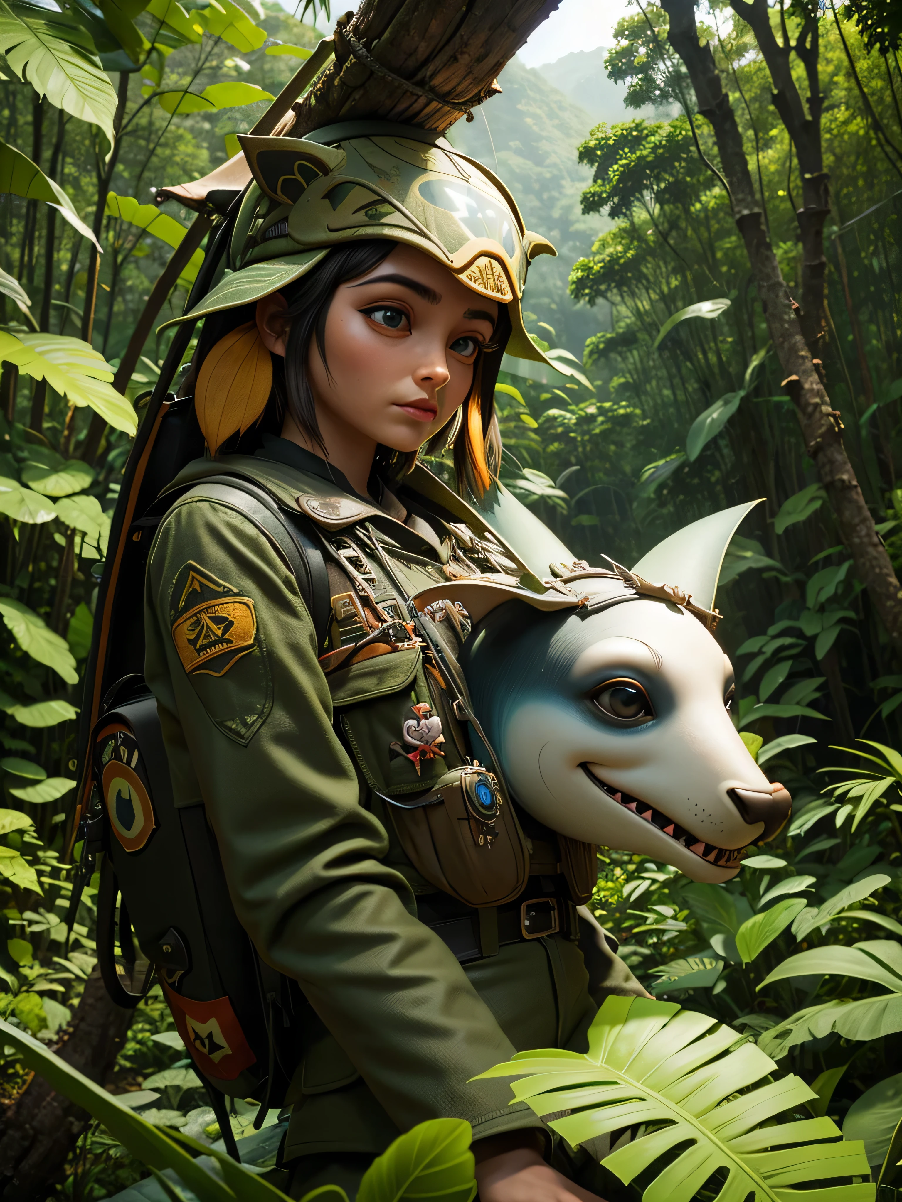 3D Aware lsd Inca forest with wild life by, Ray Shark and Salvador Dali