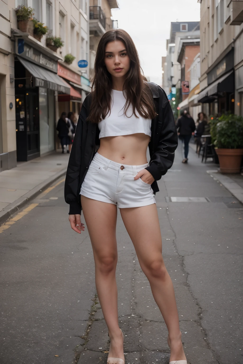 Full body portrait, young woman, brunette, supermodel
